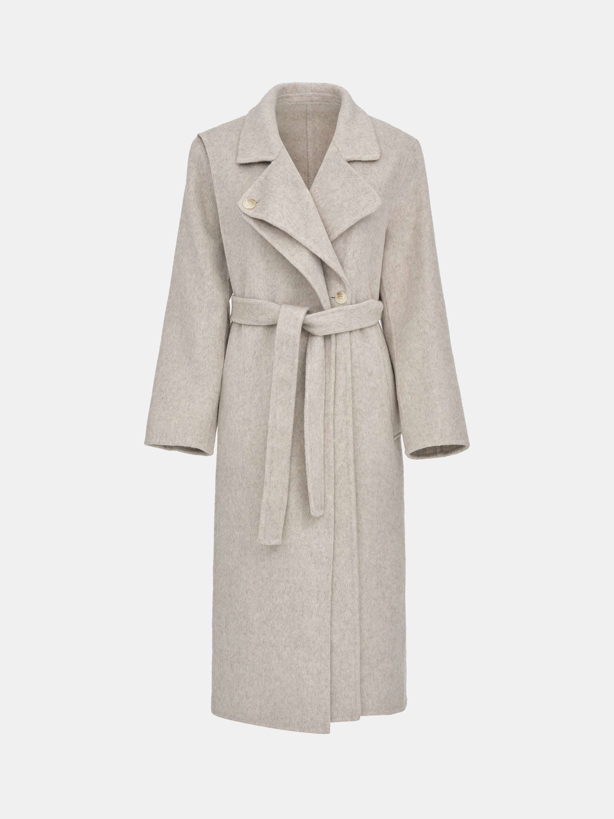 Double Lapel Scarf Coat, Ivory