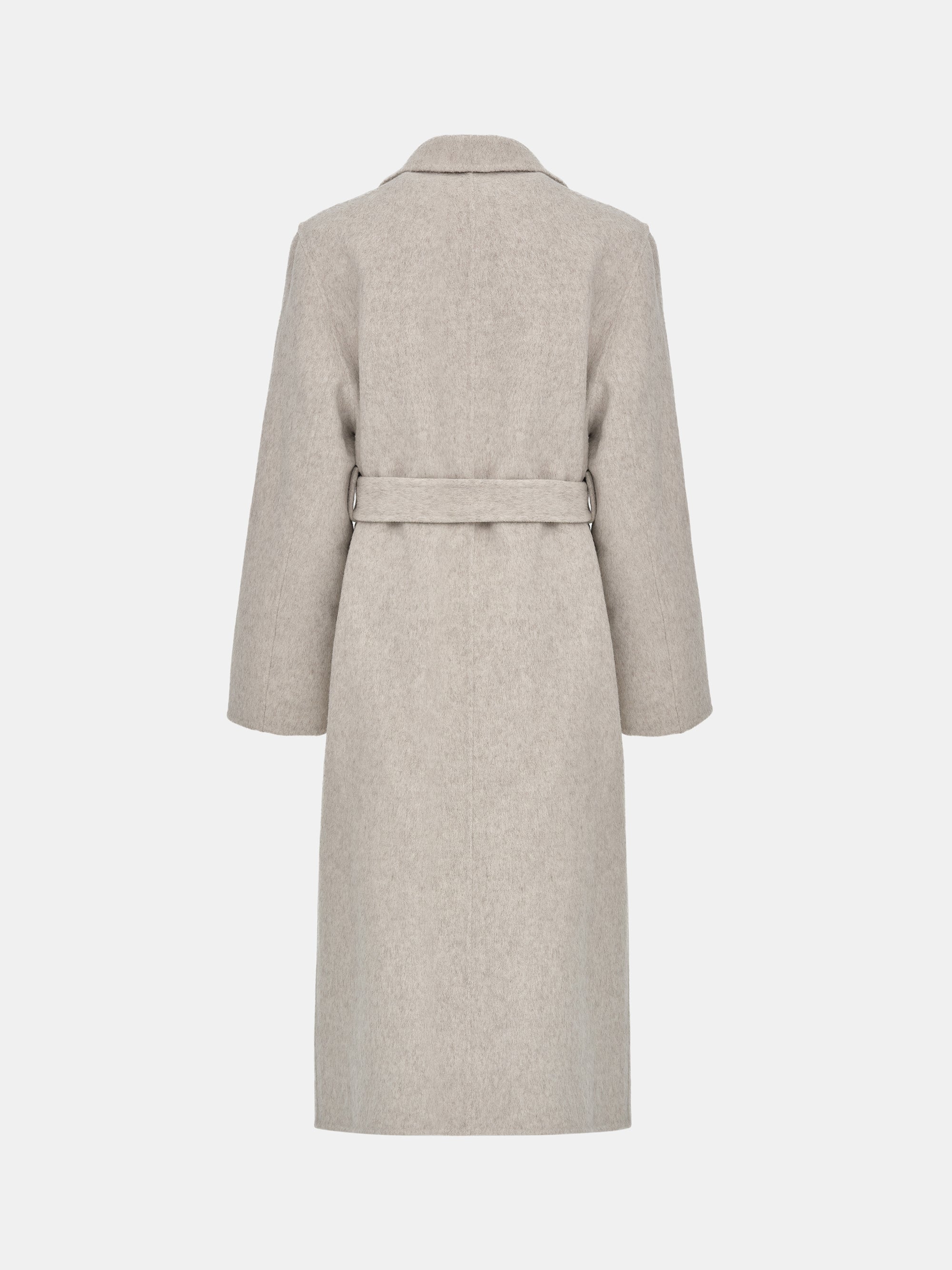 Double Lapel Scarf Coat, Ivory