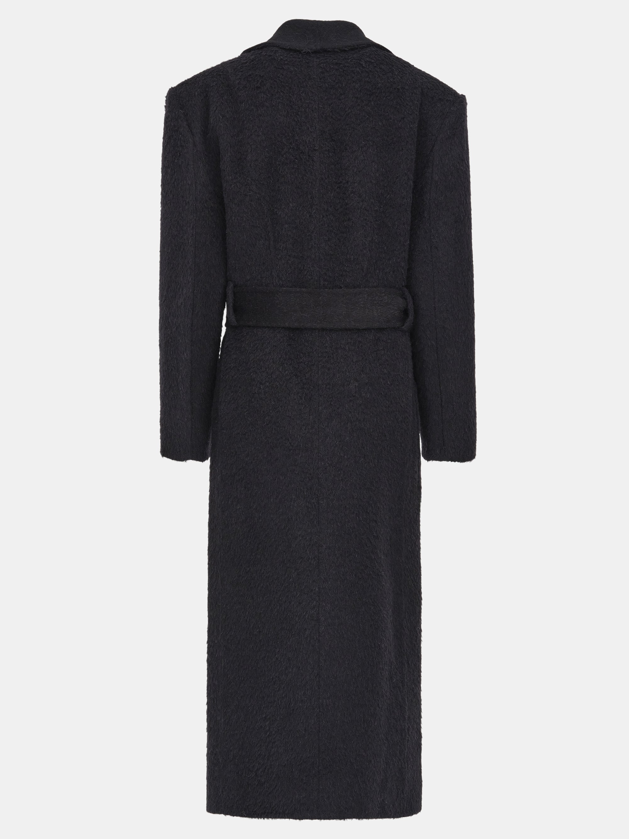 Cinched Robe Long Coat, Black