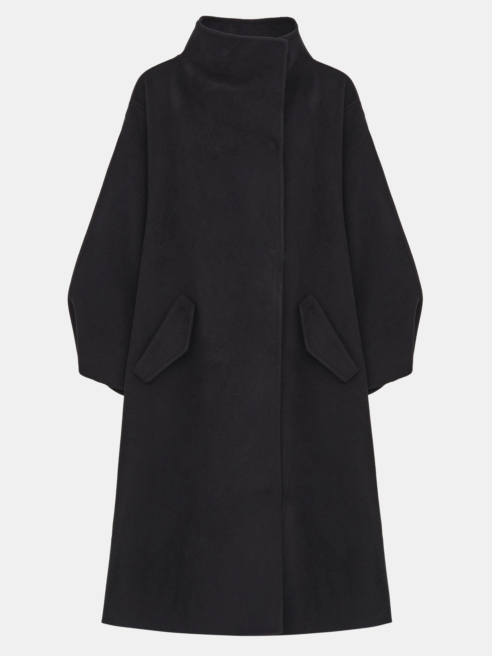 Wool-Cashmere Blend Coat, Black