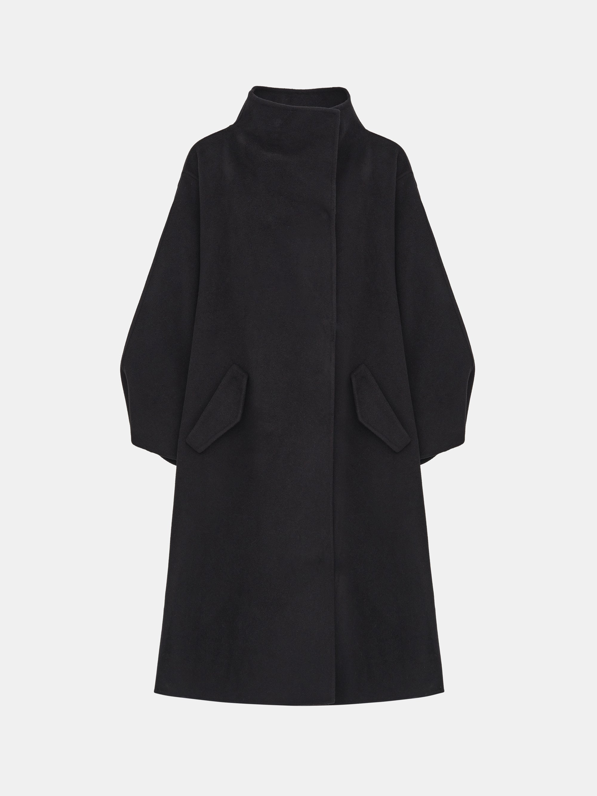 Wool-Cashmere Blend Coat, Black