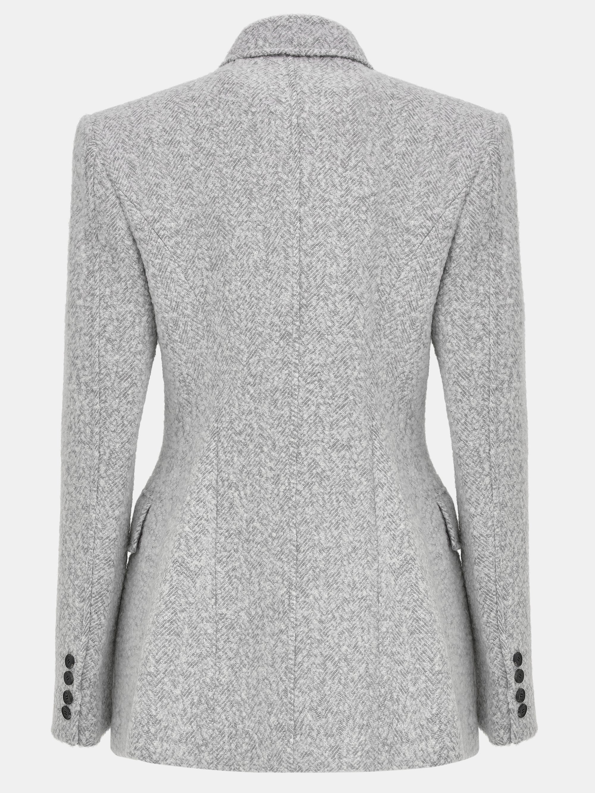 Boucle Hourglass Wool Jacket, Grey