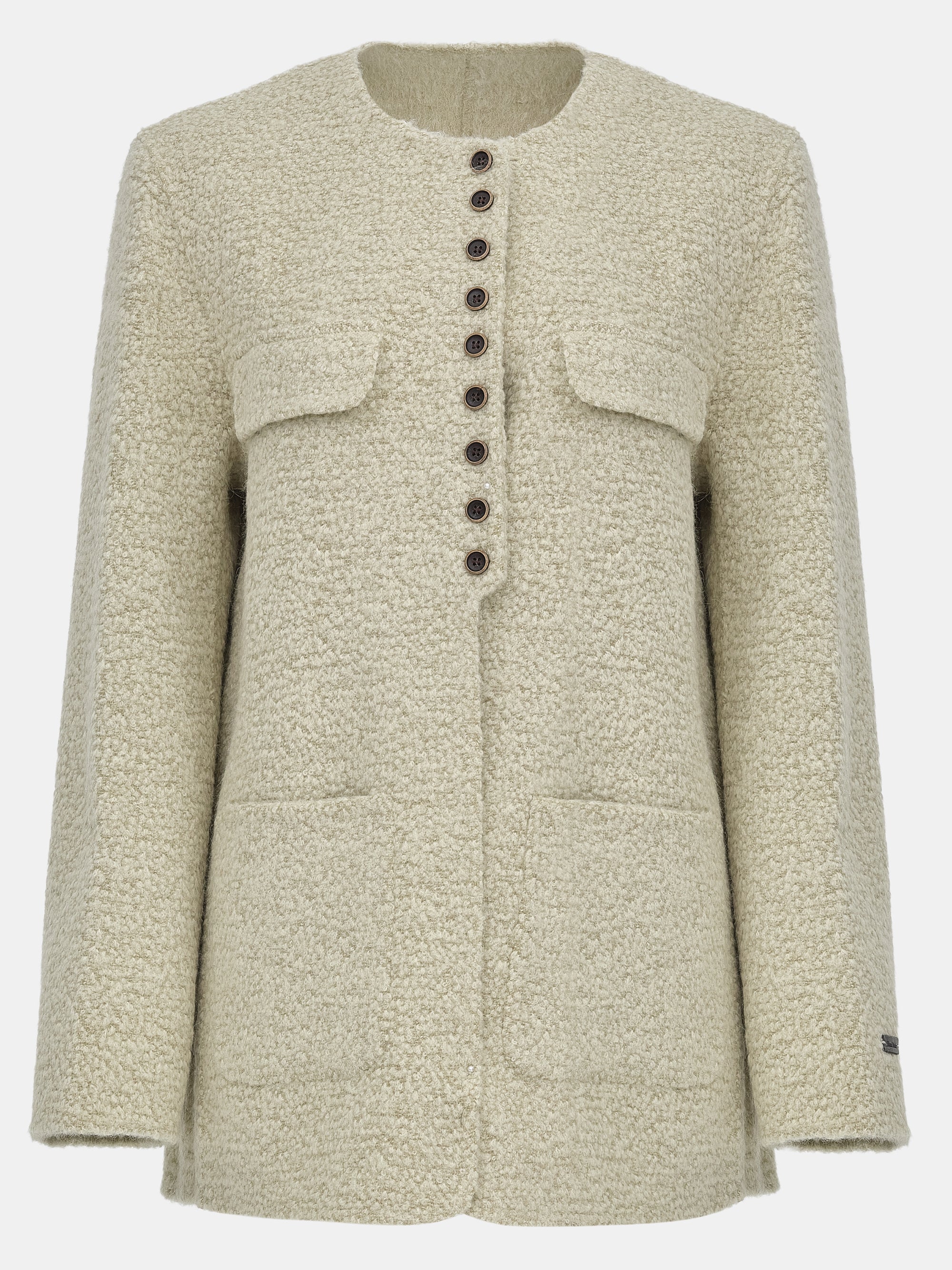 Wool-Blend Button Jacket, Sage
