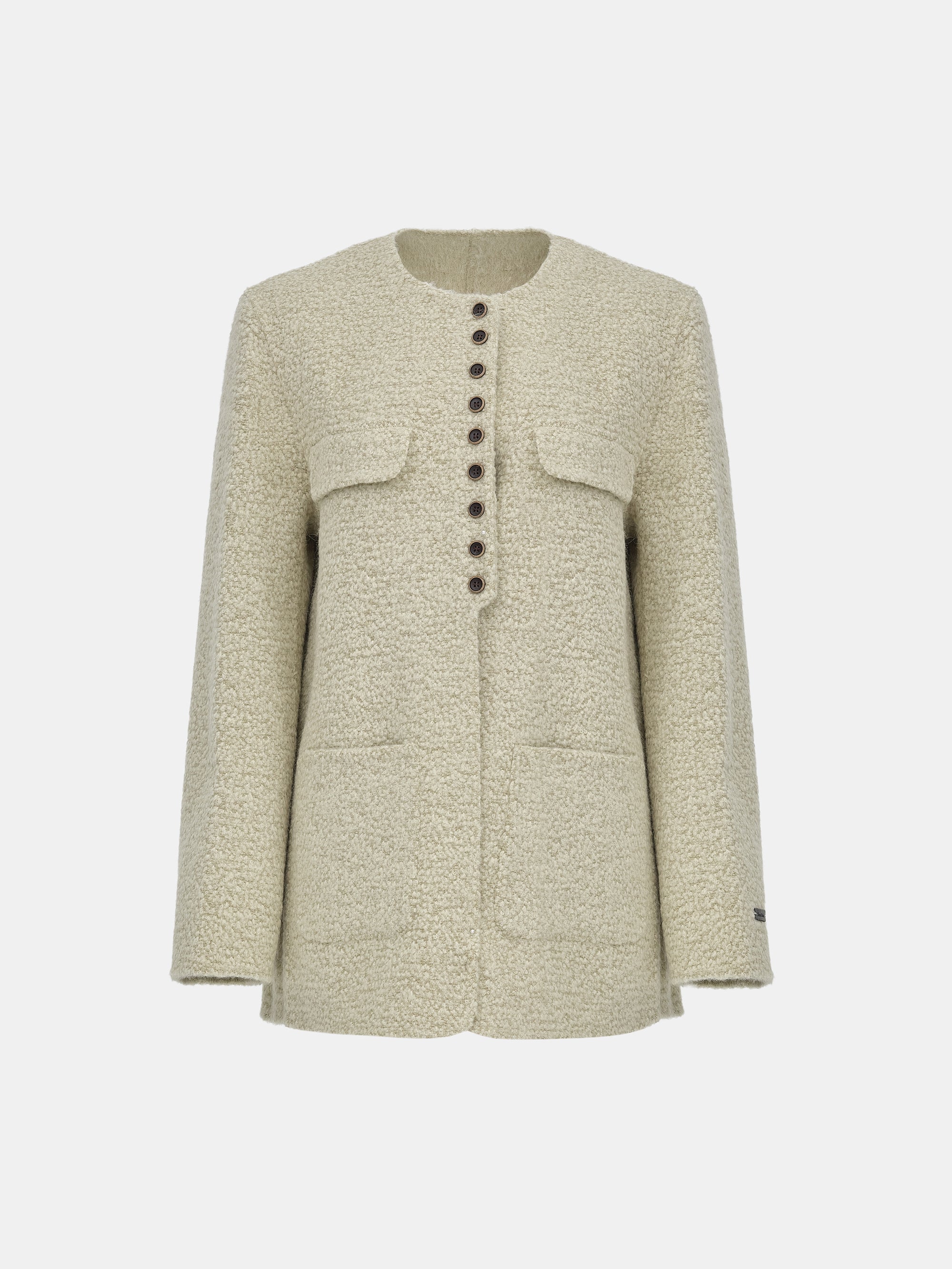Wool-Blend Button Jacket, Sage