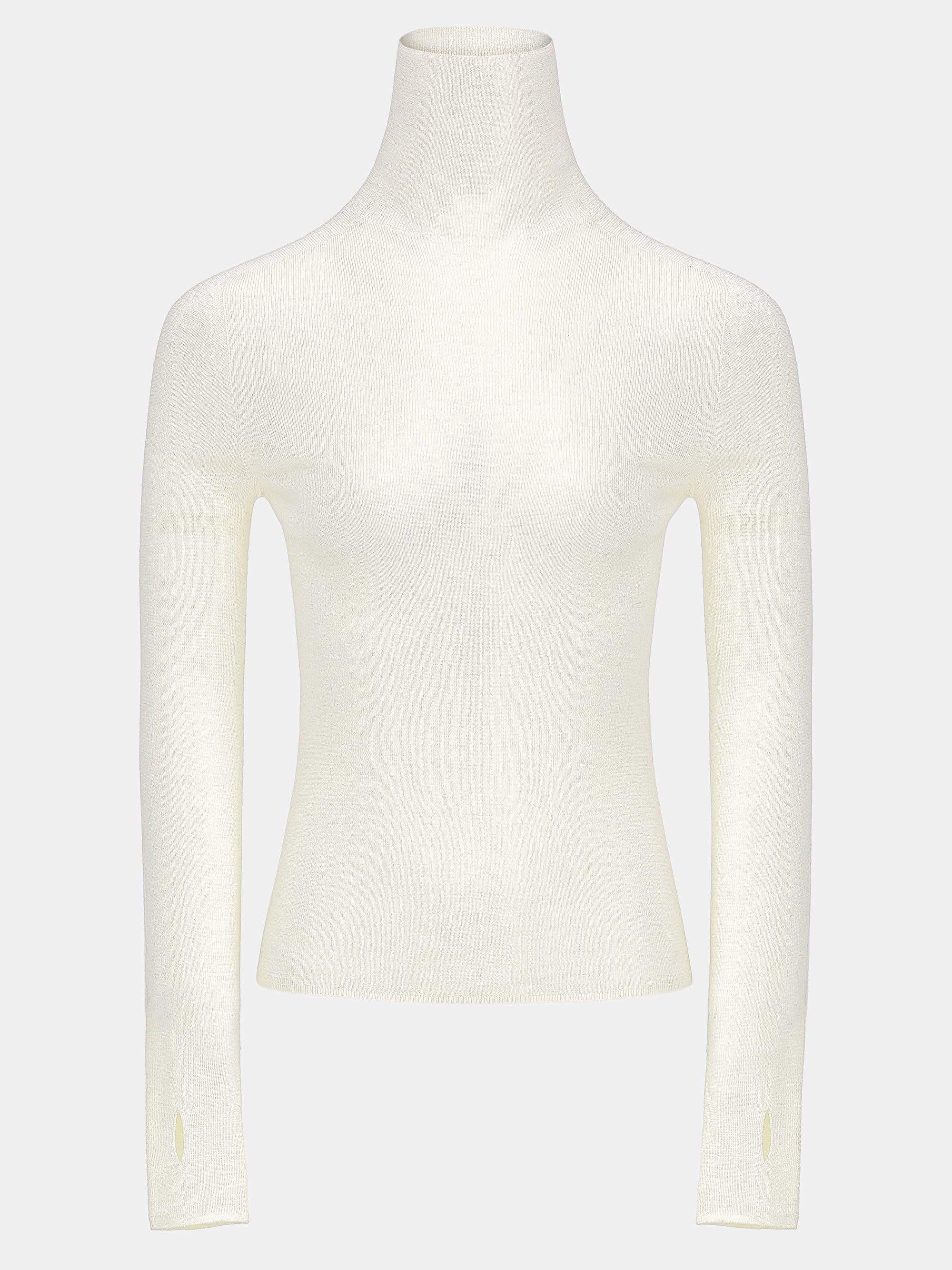 Fine-Knit Merino Turtleneck, Ivory