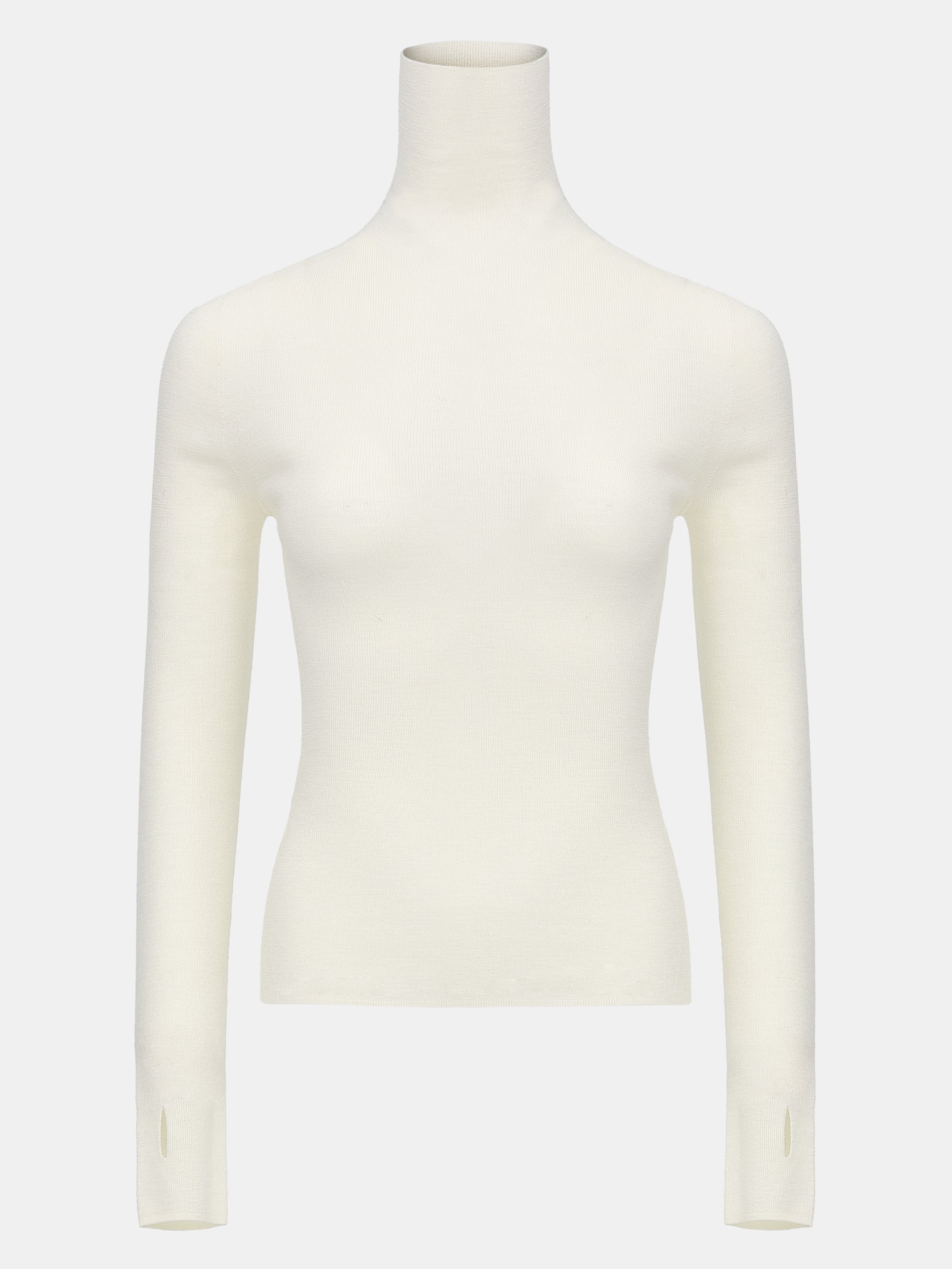 Fine-Knit Merino Turtleneck, Ivory