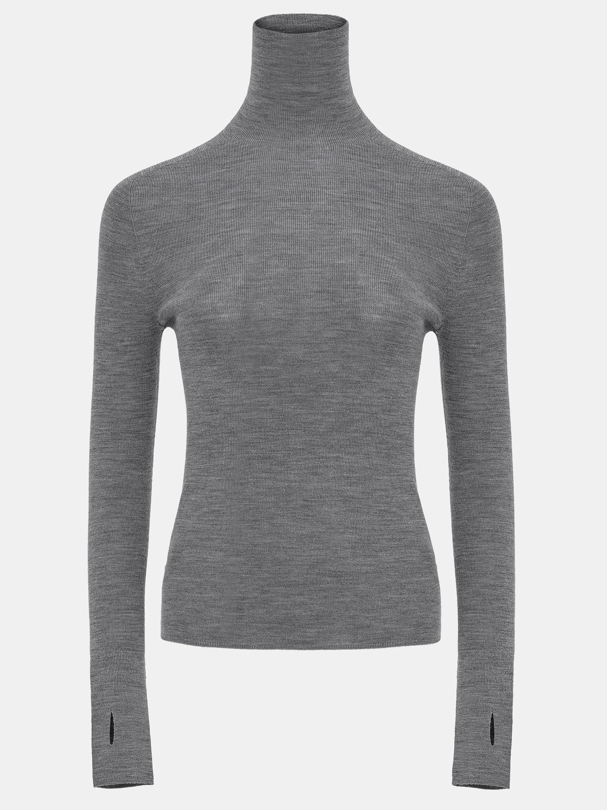 Fine-Knit Merino Turtleneck, Grey