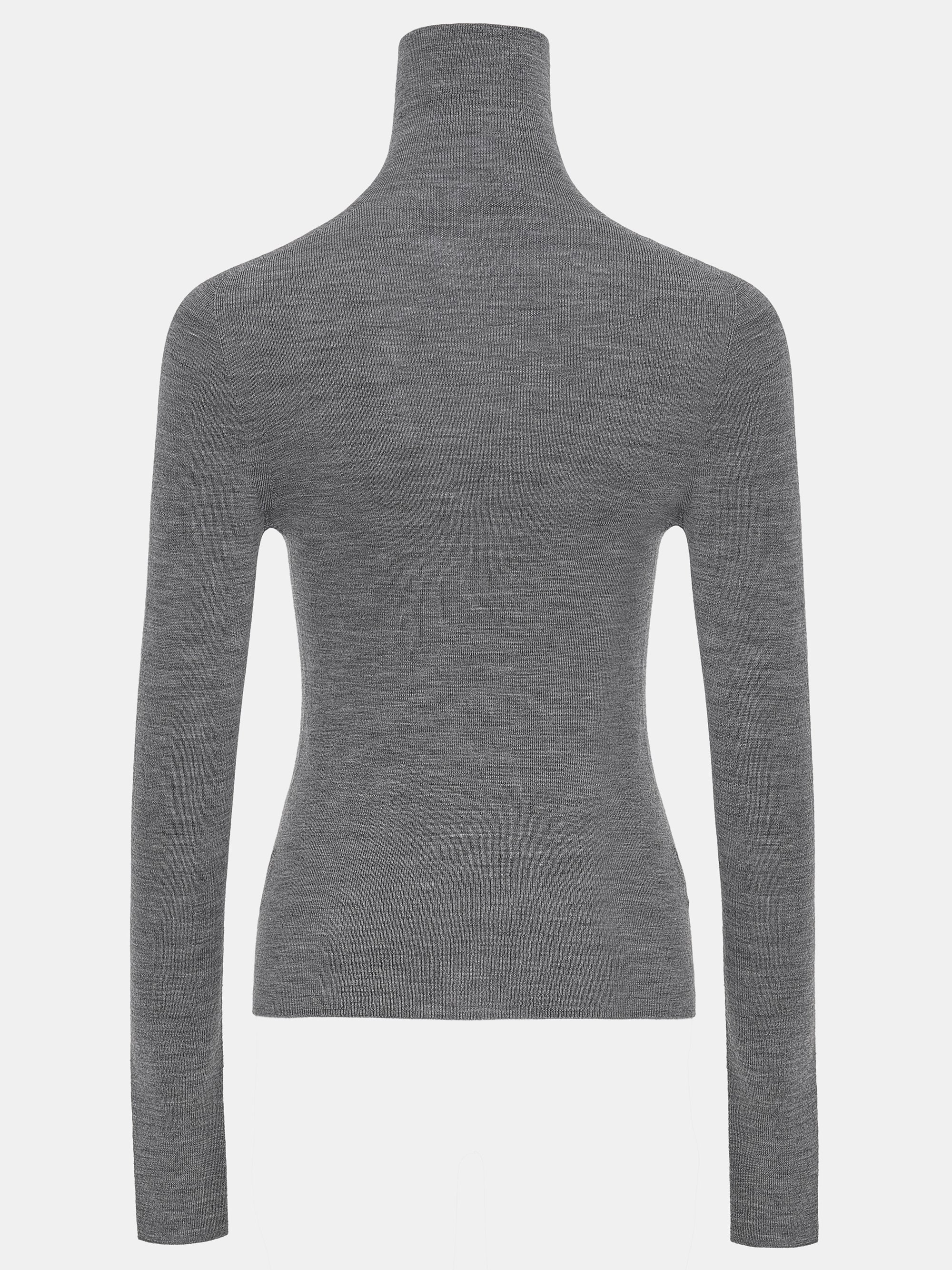 Fine-Knit Merino Turtleneck, Grey