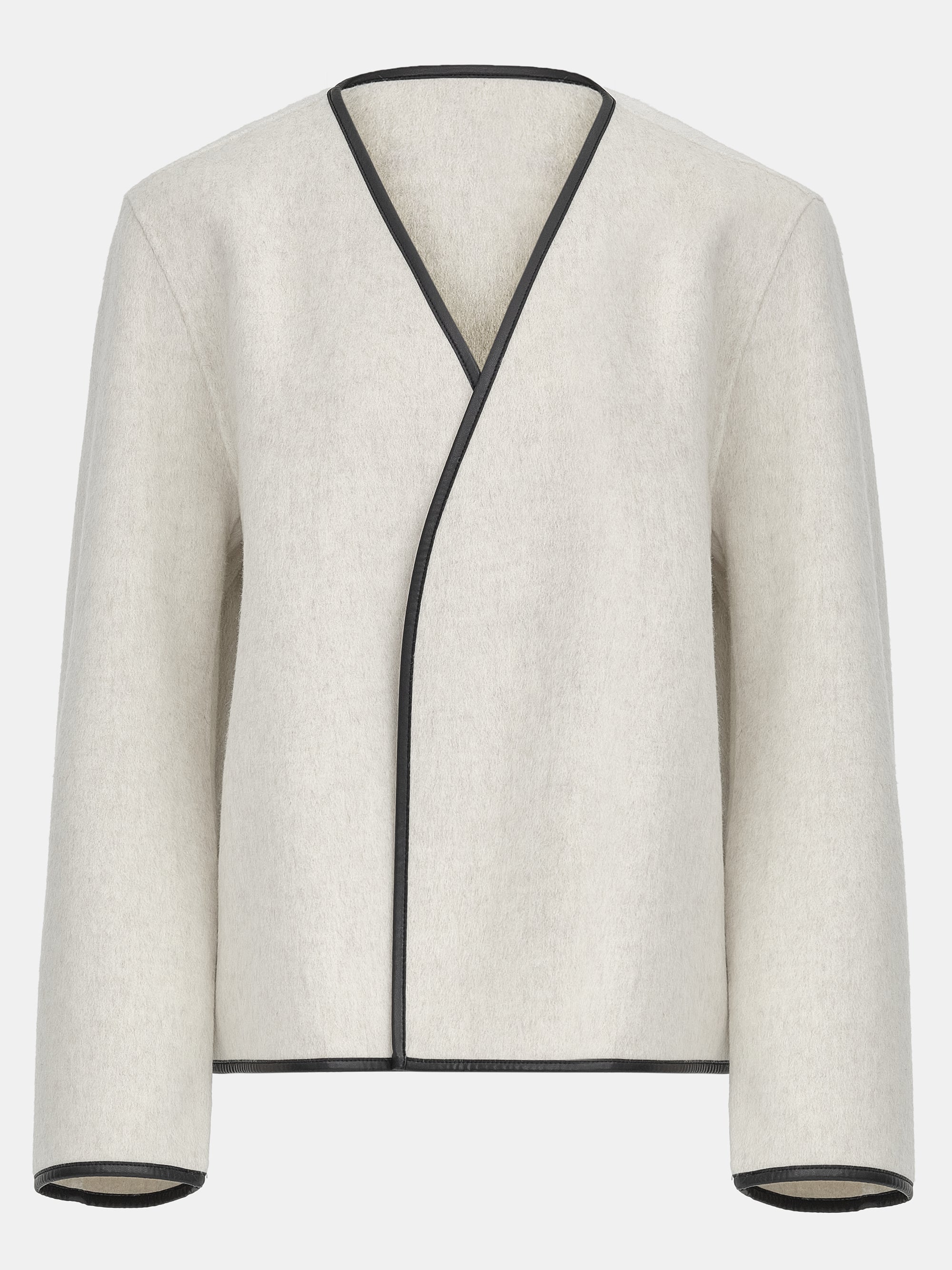 Trim Scarf Wool Jacket, Ivory