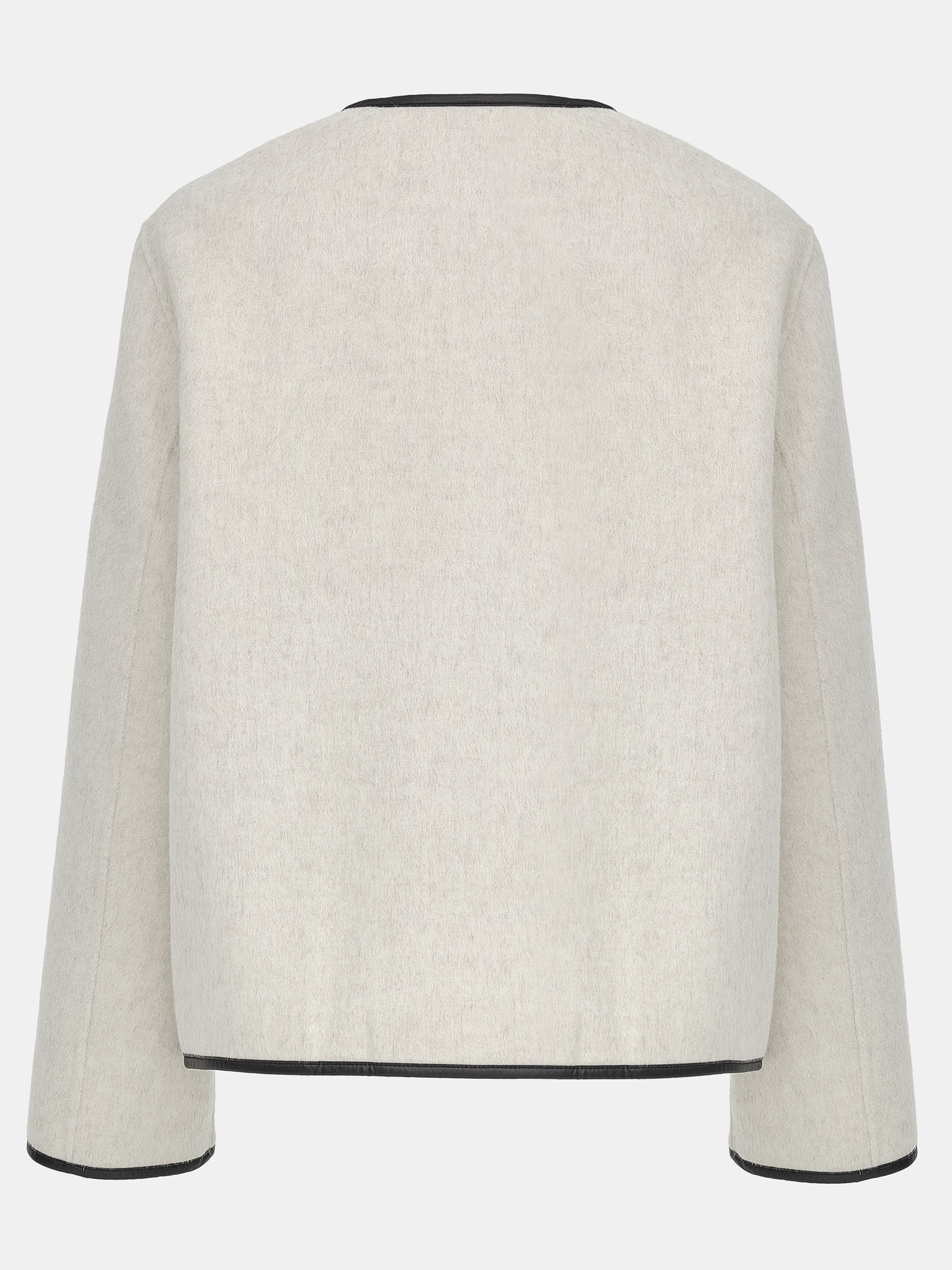 Trim Scarf Wool Jacket, Ivory