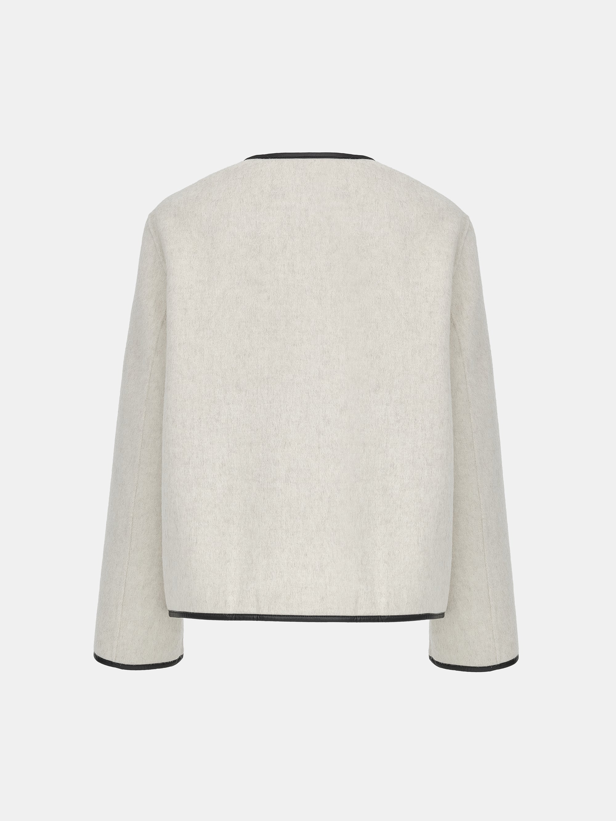 Trim Scarf Wool Jacket, Ivory