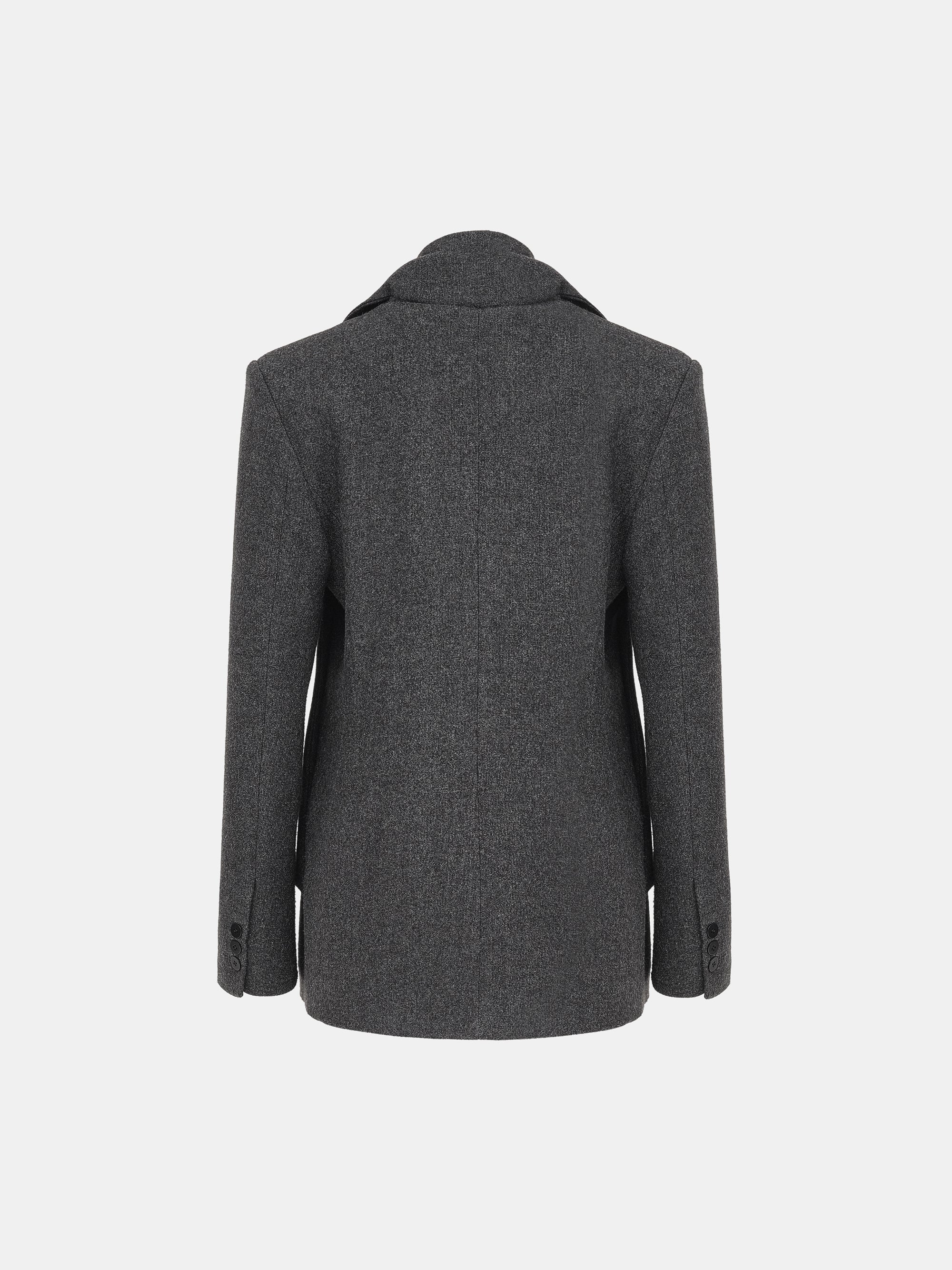 Scarf Lapel Blazer, Charcoal