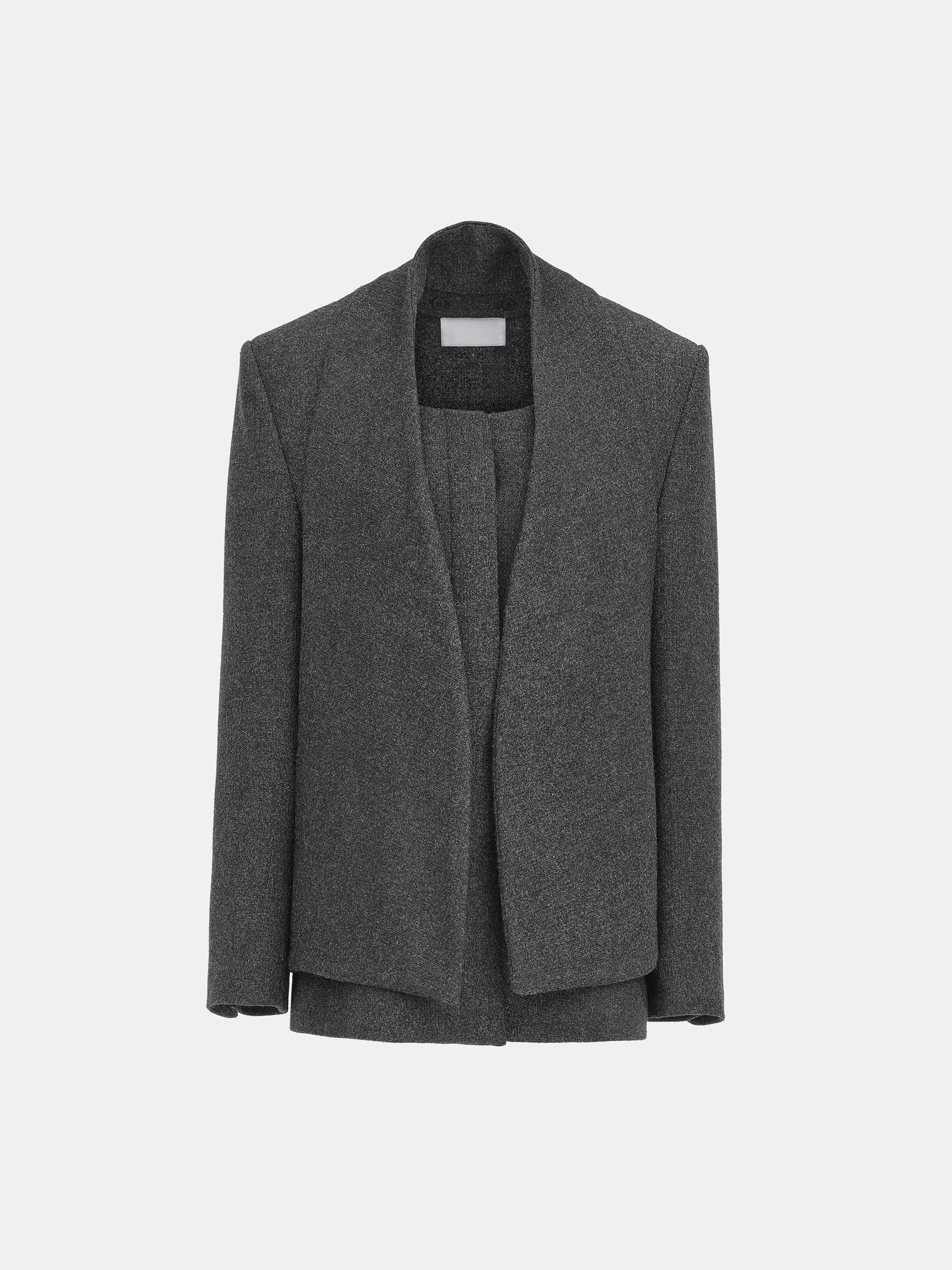 Scarf Lapel Blazer, Charcoal