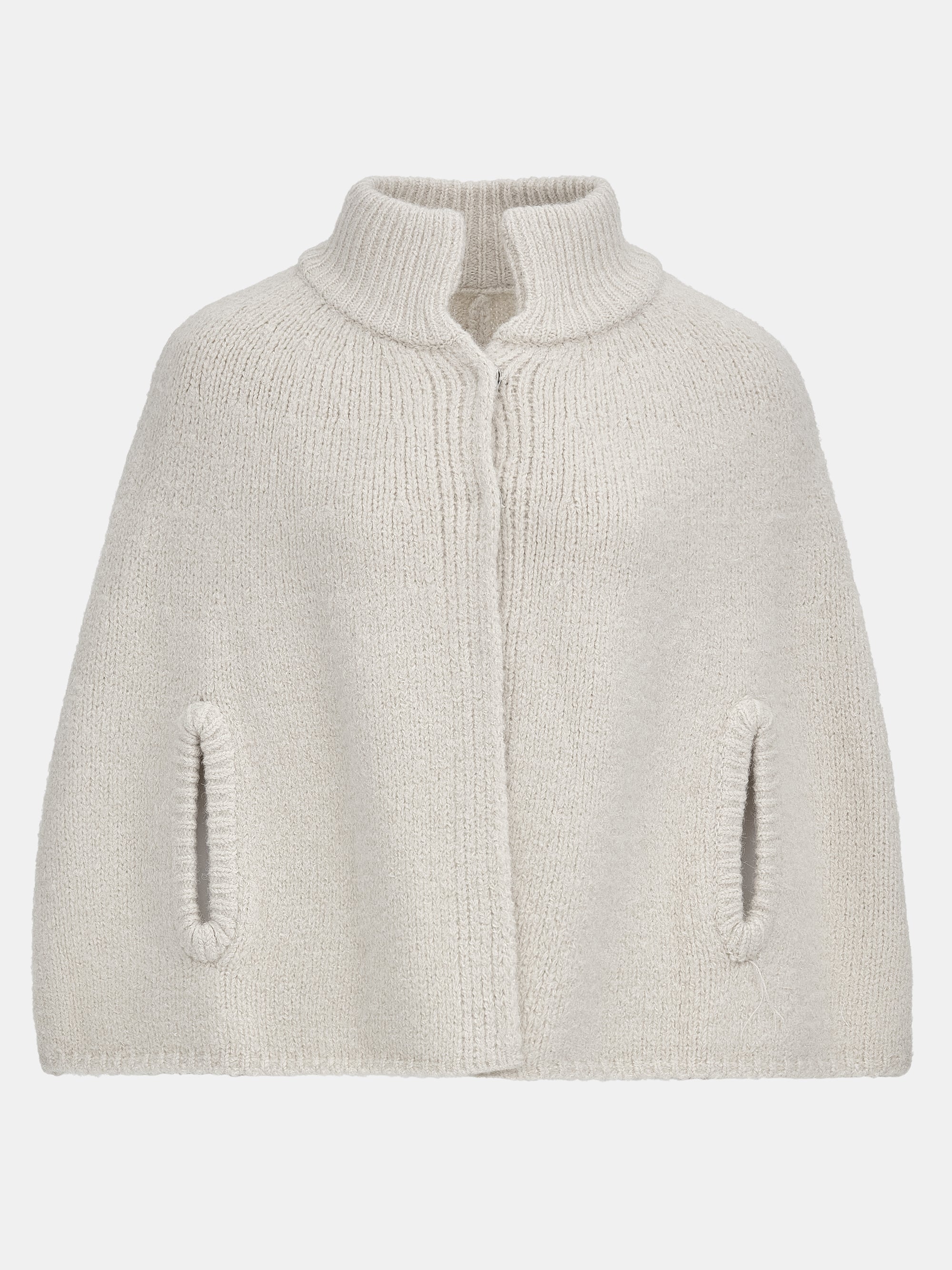 High Collar Knit Cape, Ivory