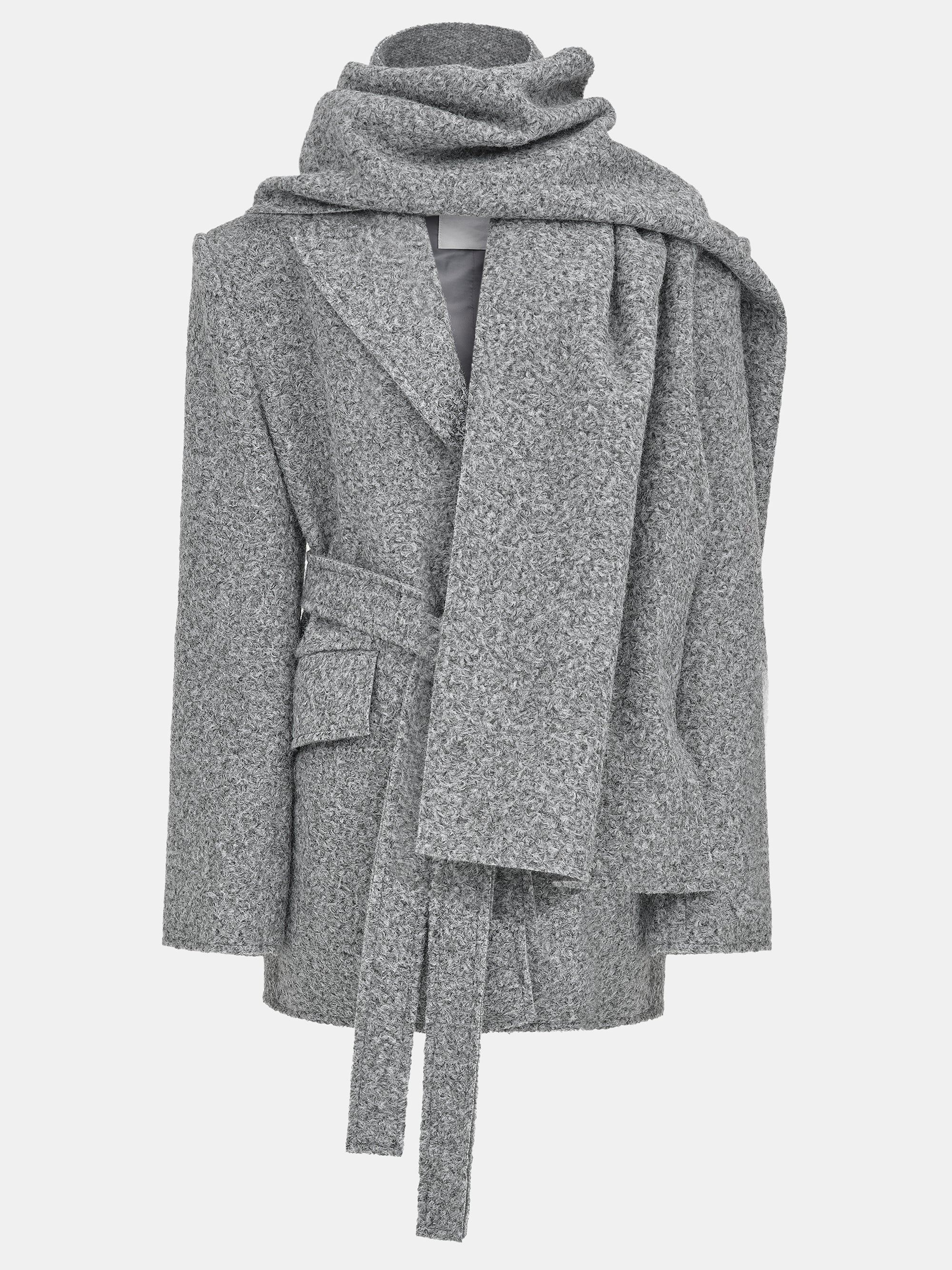 Oversized Shawl-Collar Blazer, Grey