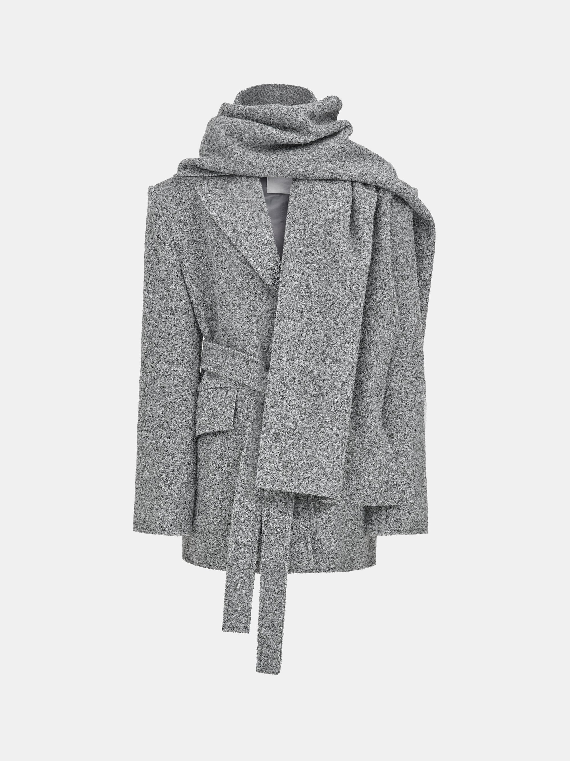 Oversized Shawl-Collar Blazer, Grey