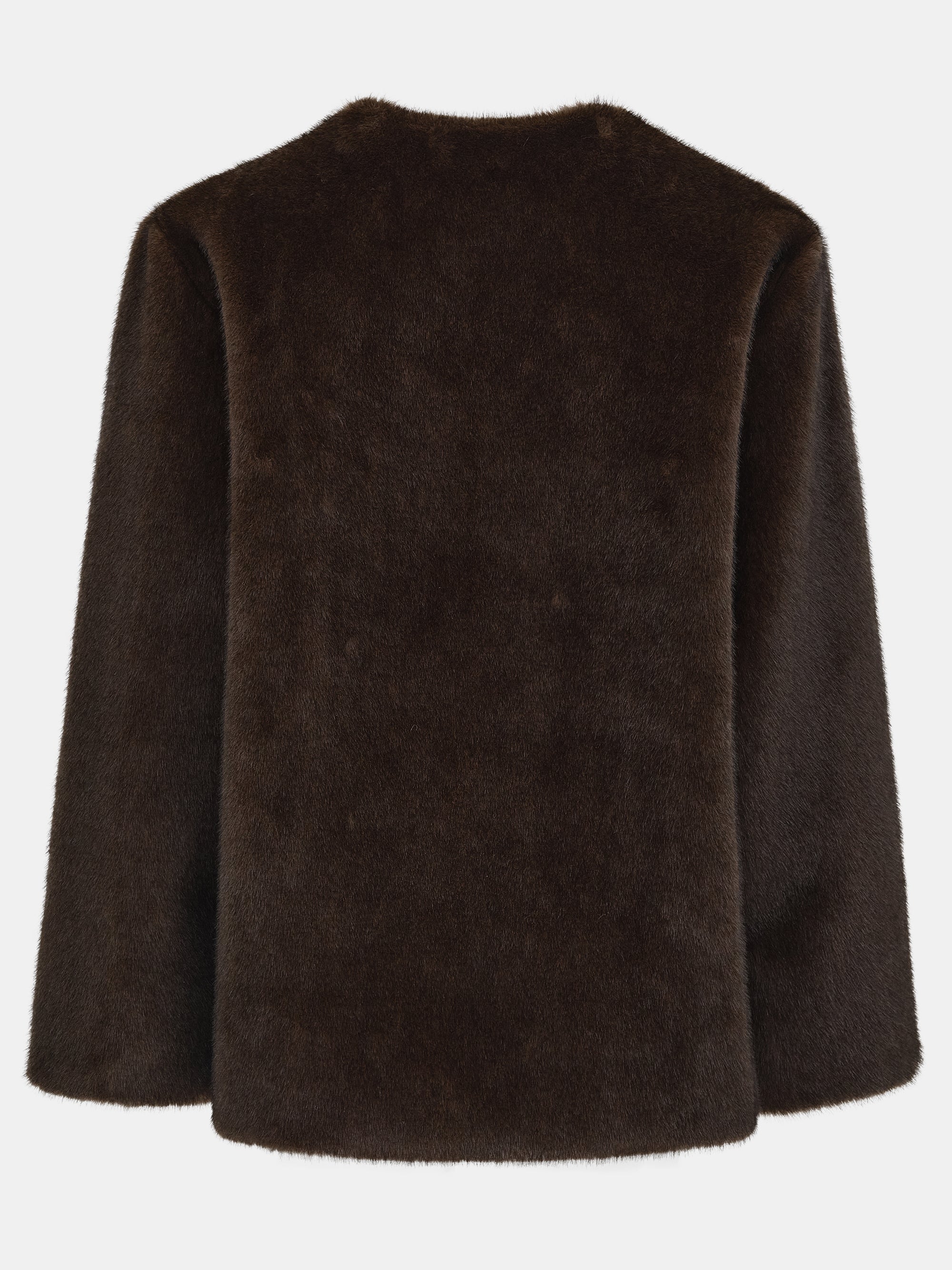 Faux-Fur Scarf Jacket, Brown