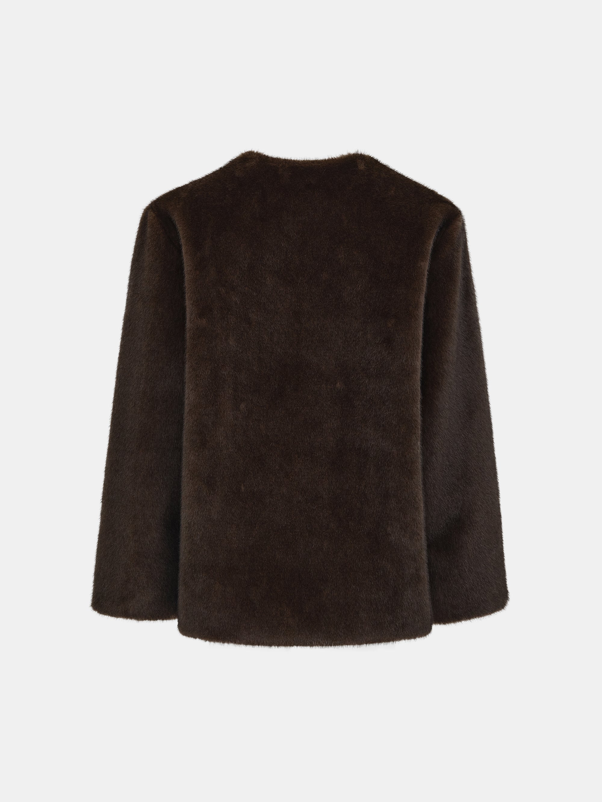 Faux-Fur Scarf Jacket, Brown