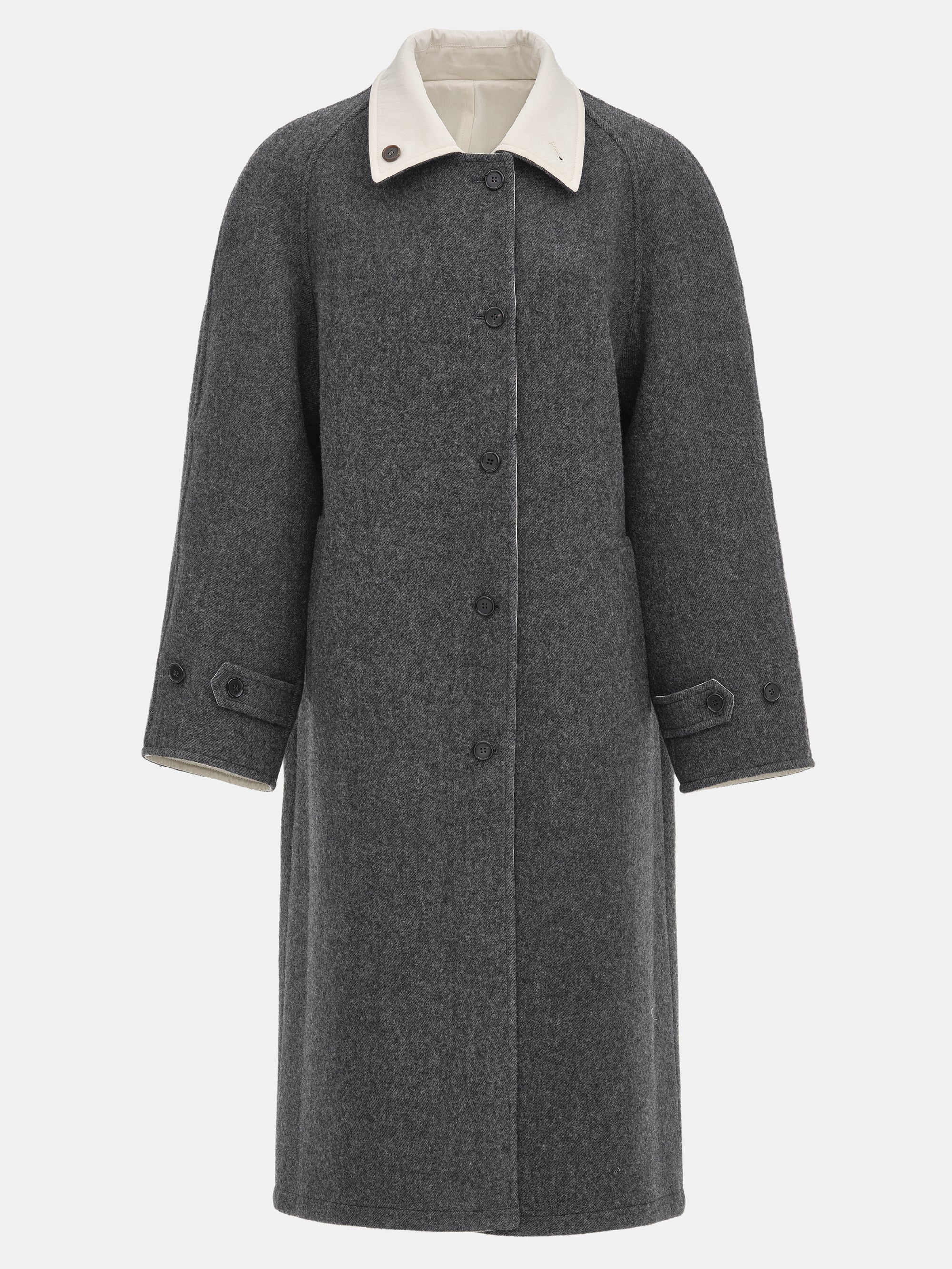 Reversible Wool Coat, Charcoal