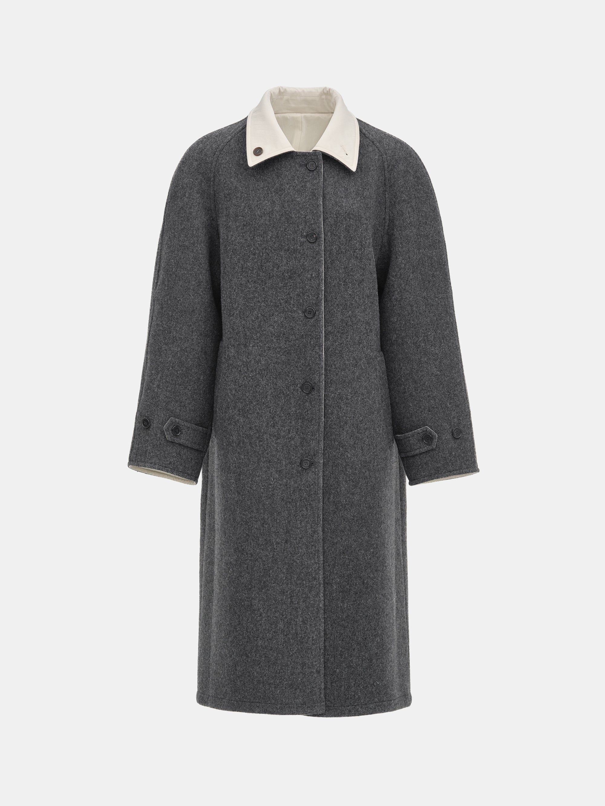 Reversible Wool Coat, Charcoal