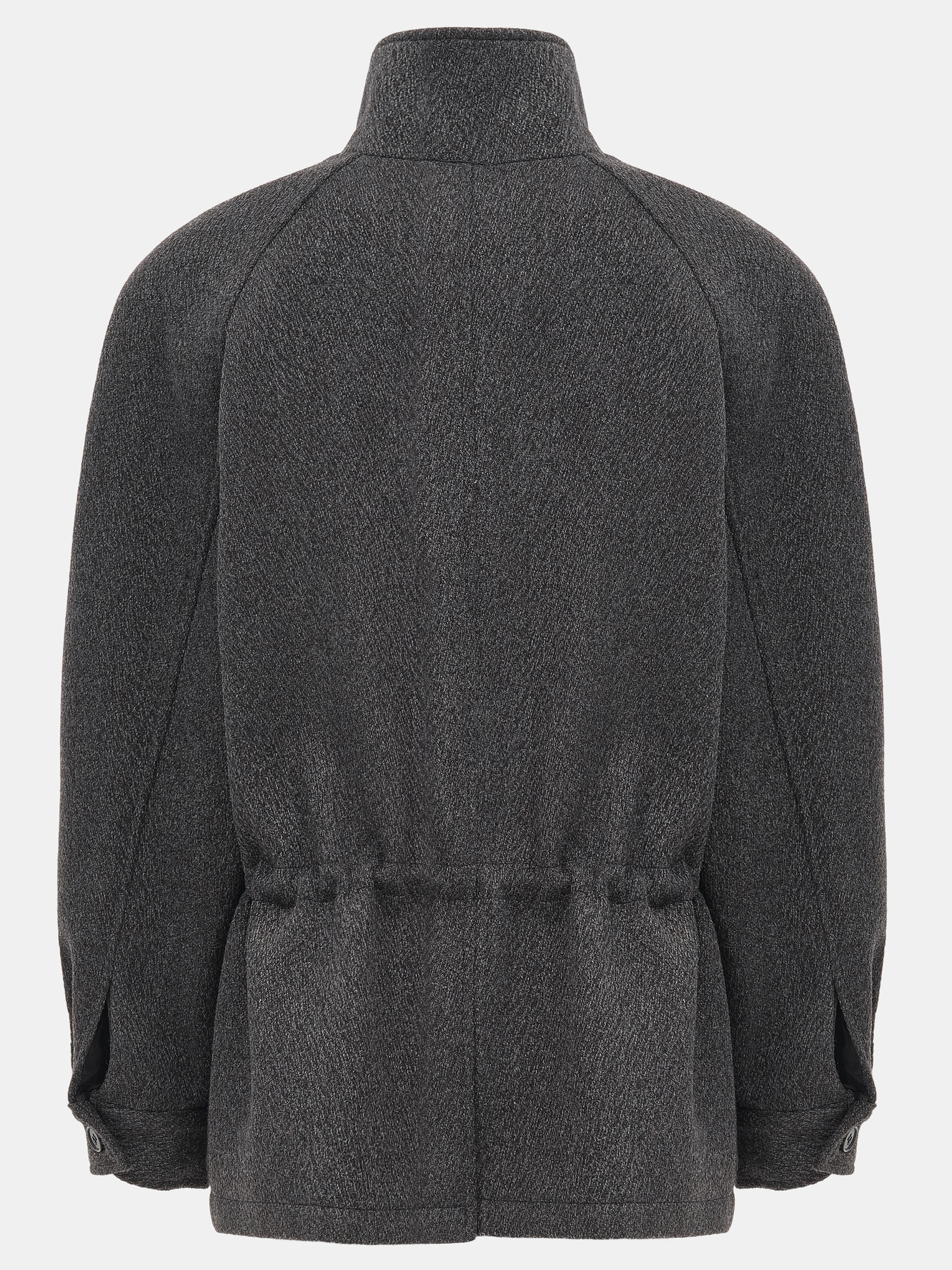 Stand Collar Field Wool Jacket, Charcoal