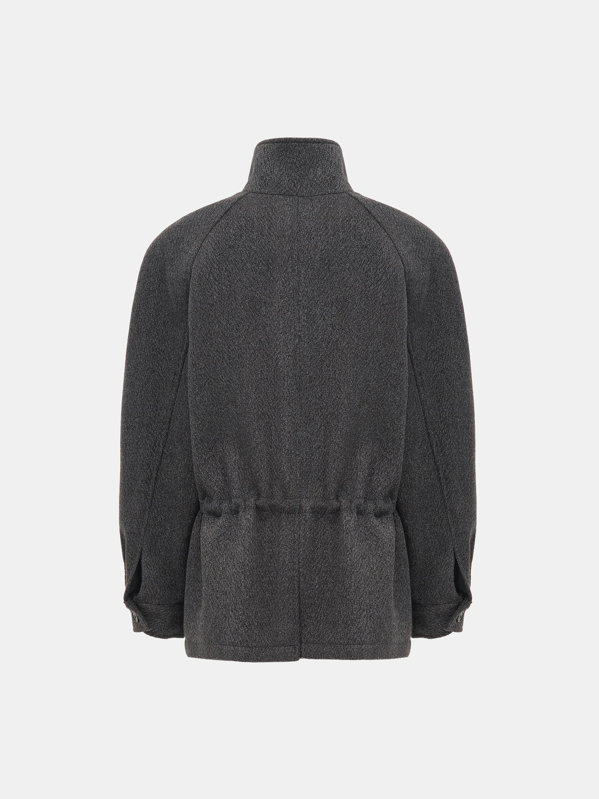 Stand Collar Field Wool Jacket, Charcoal