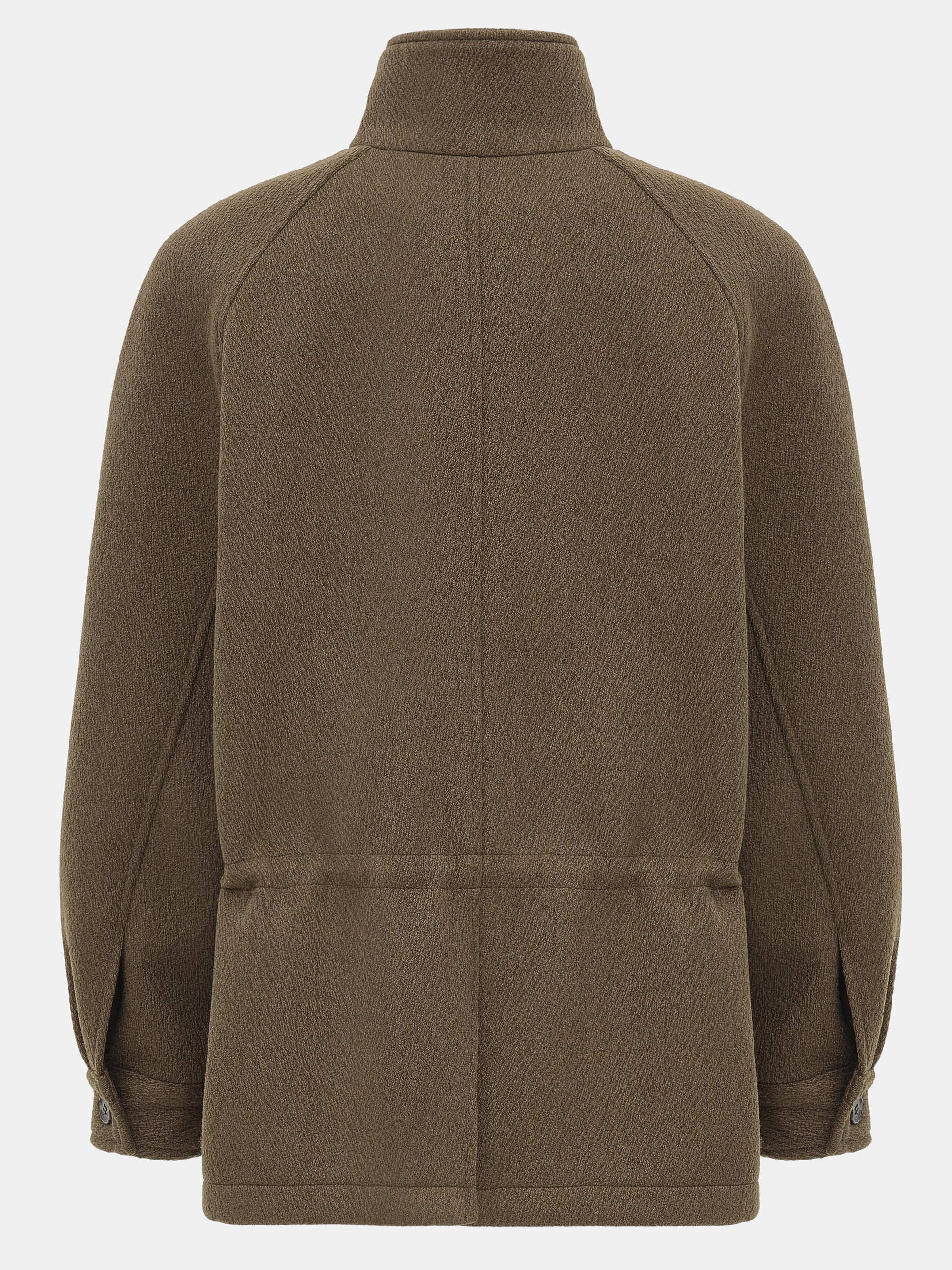 Stand Collar Field Wool Jacket, Brown