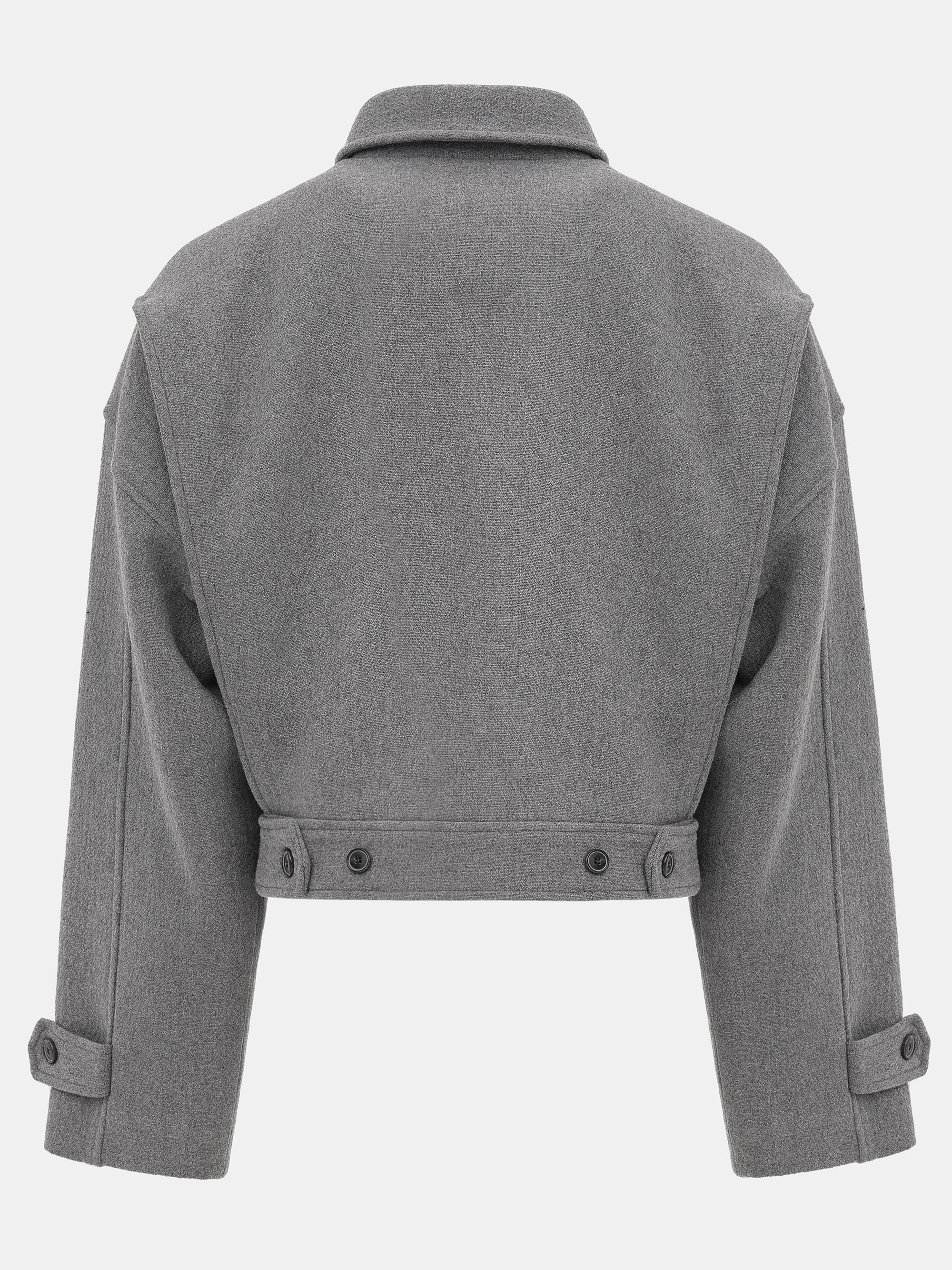 Wool-Blend Cropped Jacket, Grey