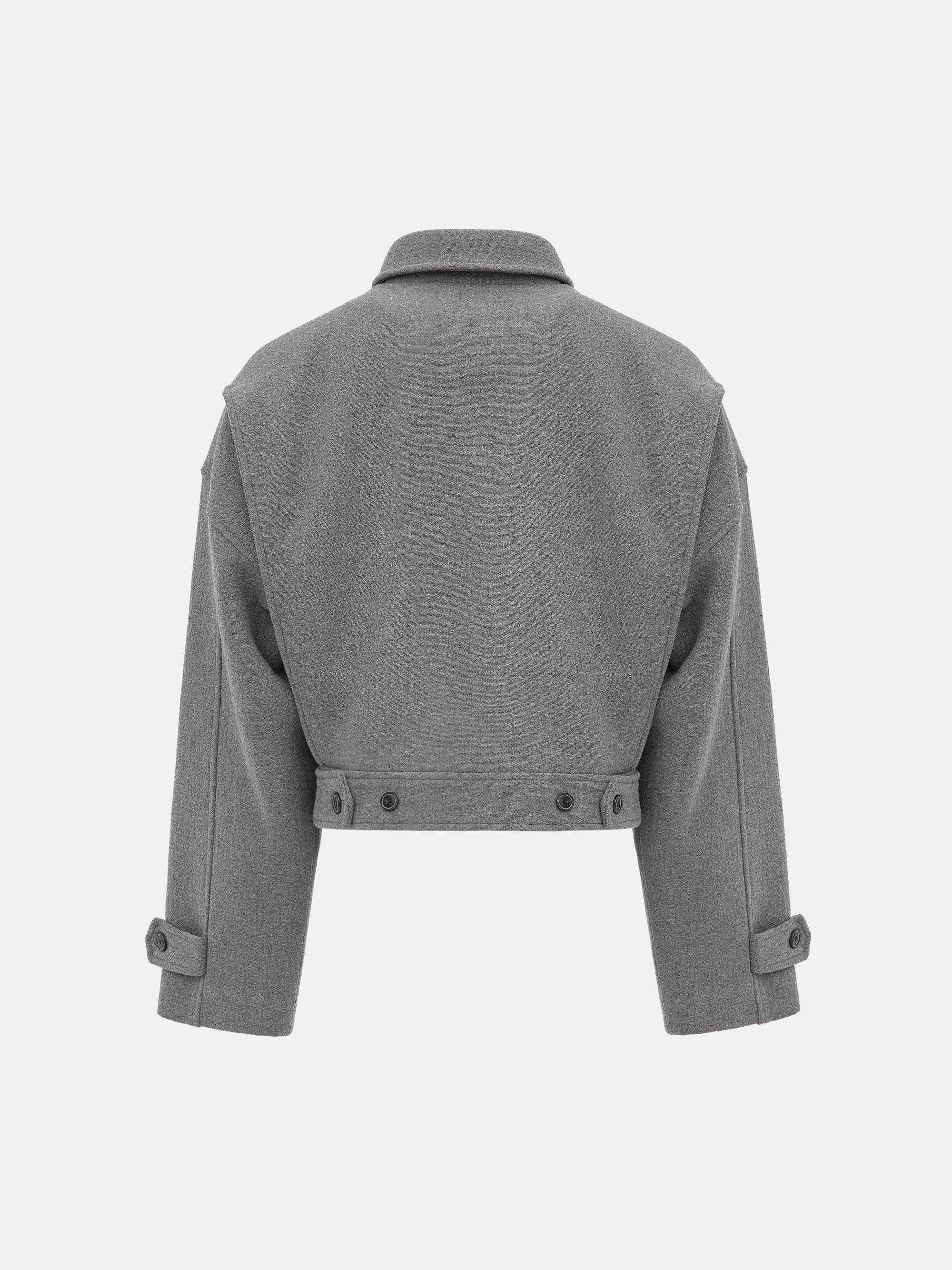 Wool-Blend Cropped Jacket, Grey