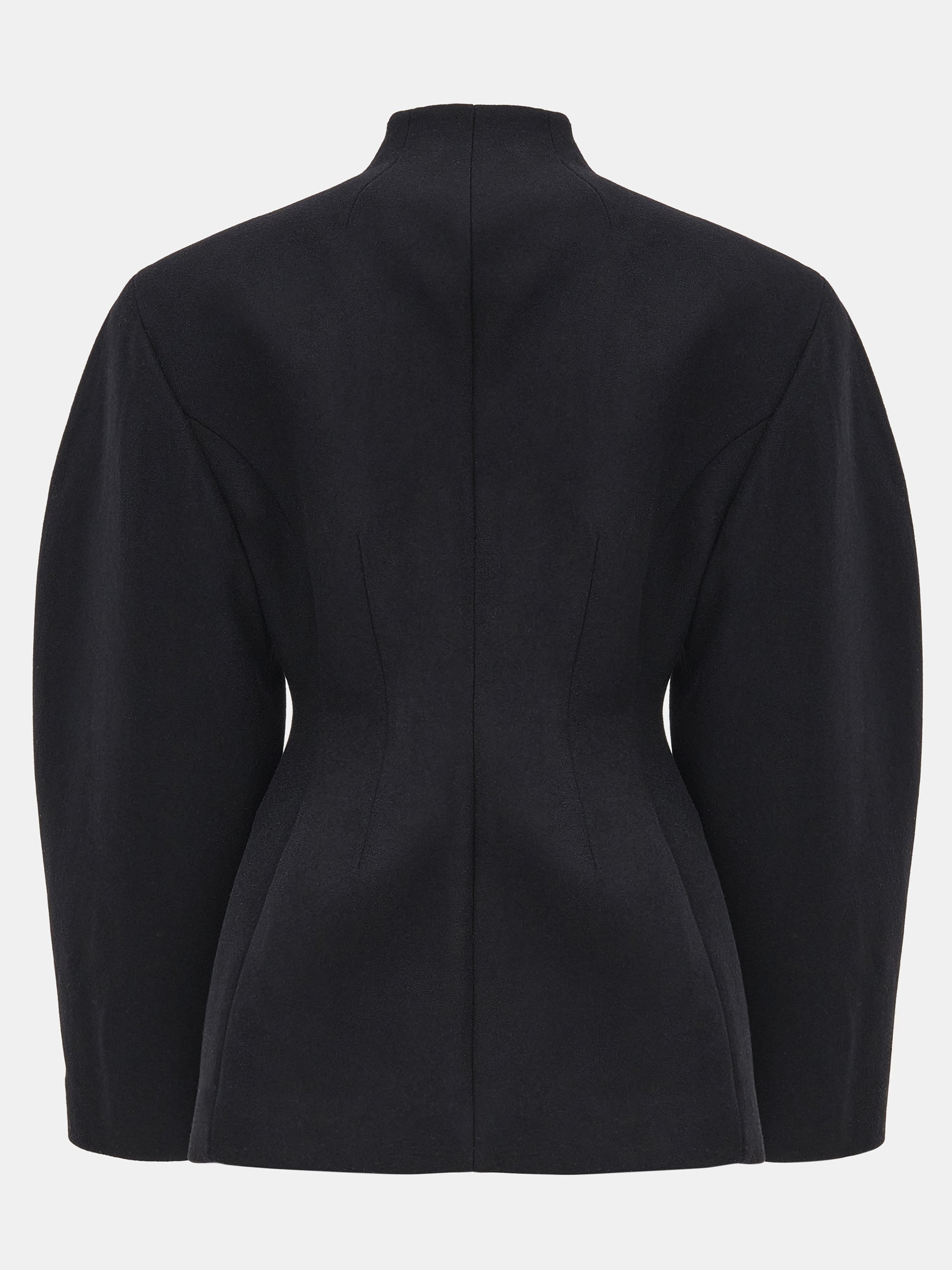 Curved Wool Felt Jacket, Black