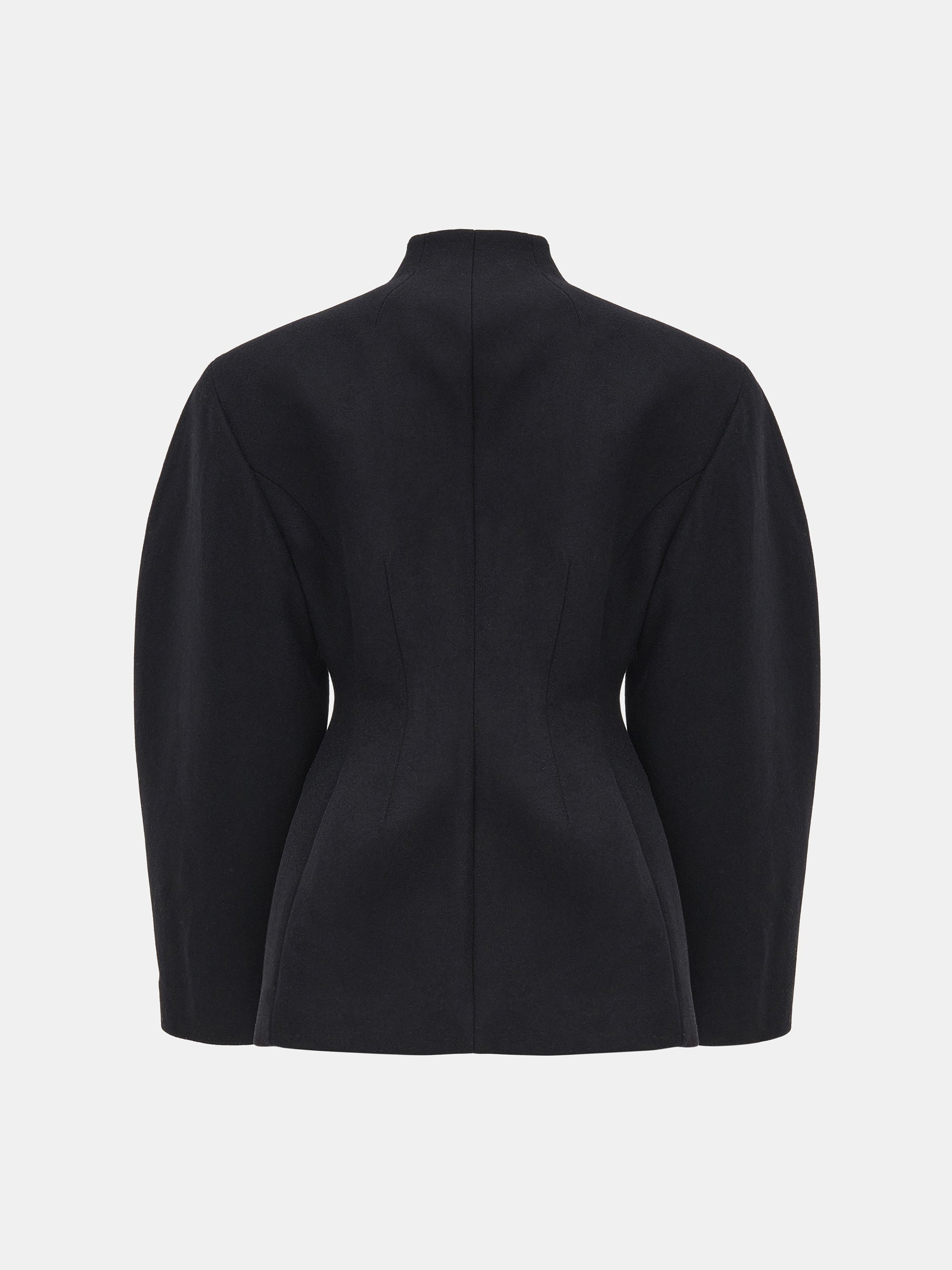Curved Wool Felt Jacket, Black