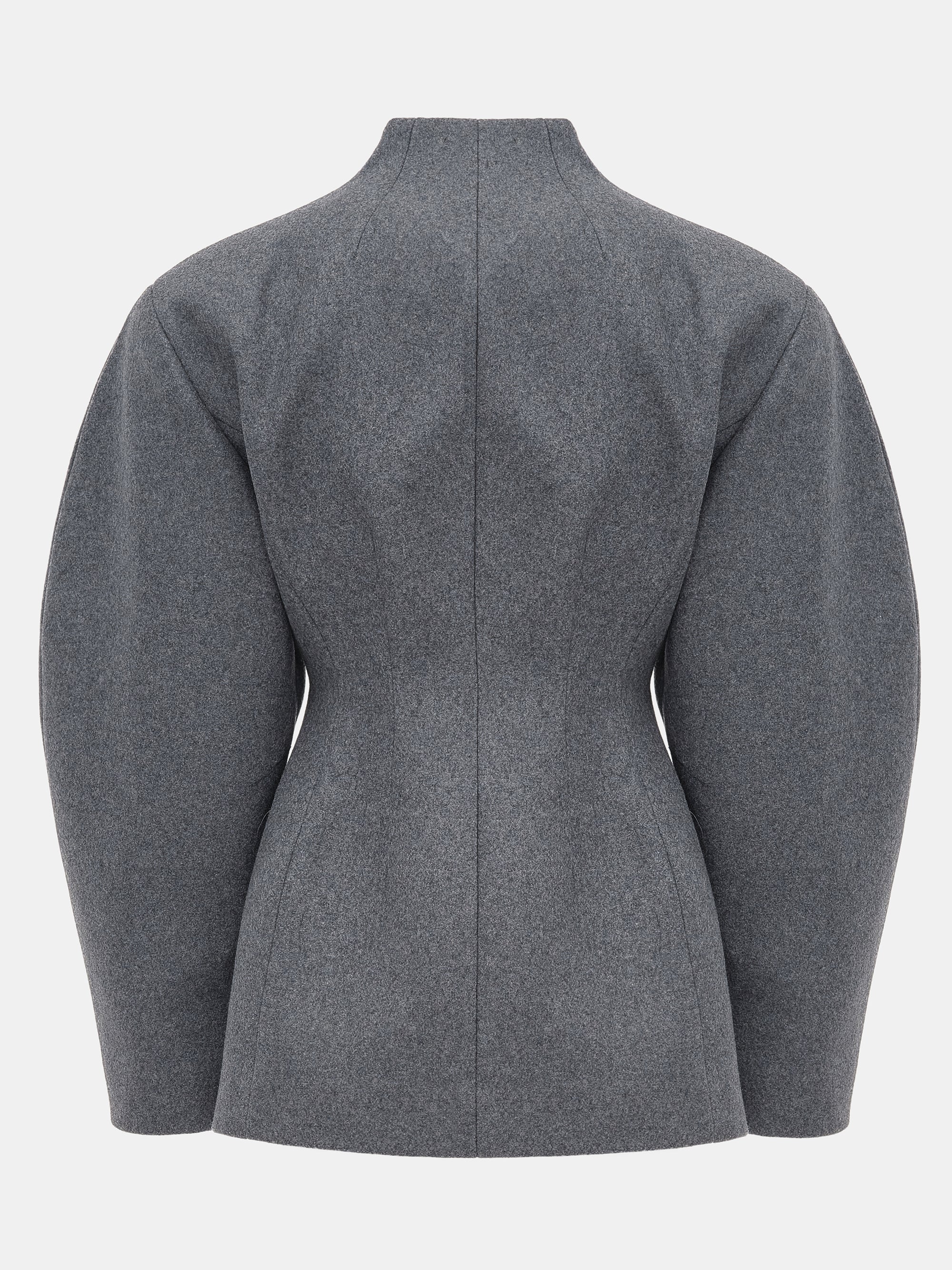 Curved Wool Felt Jacket, Charcoal