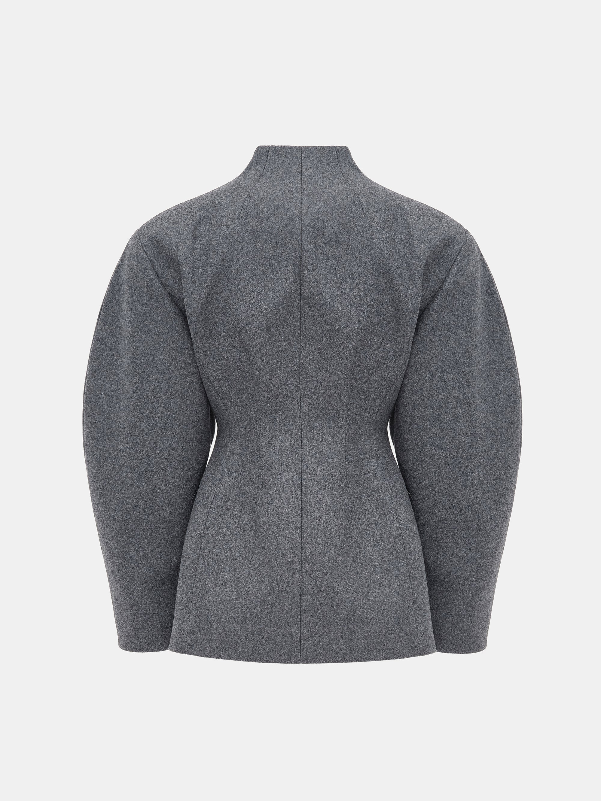 Curved Wool Felt Jacket, Charcoal