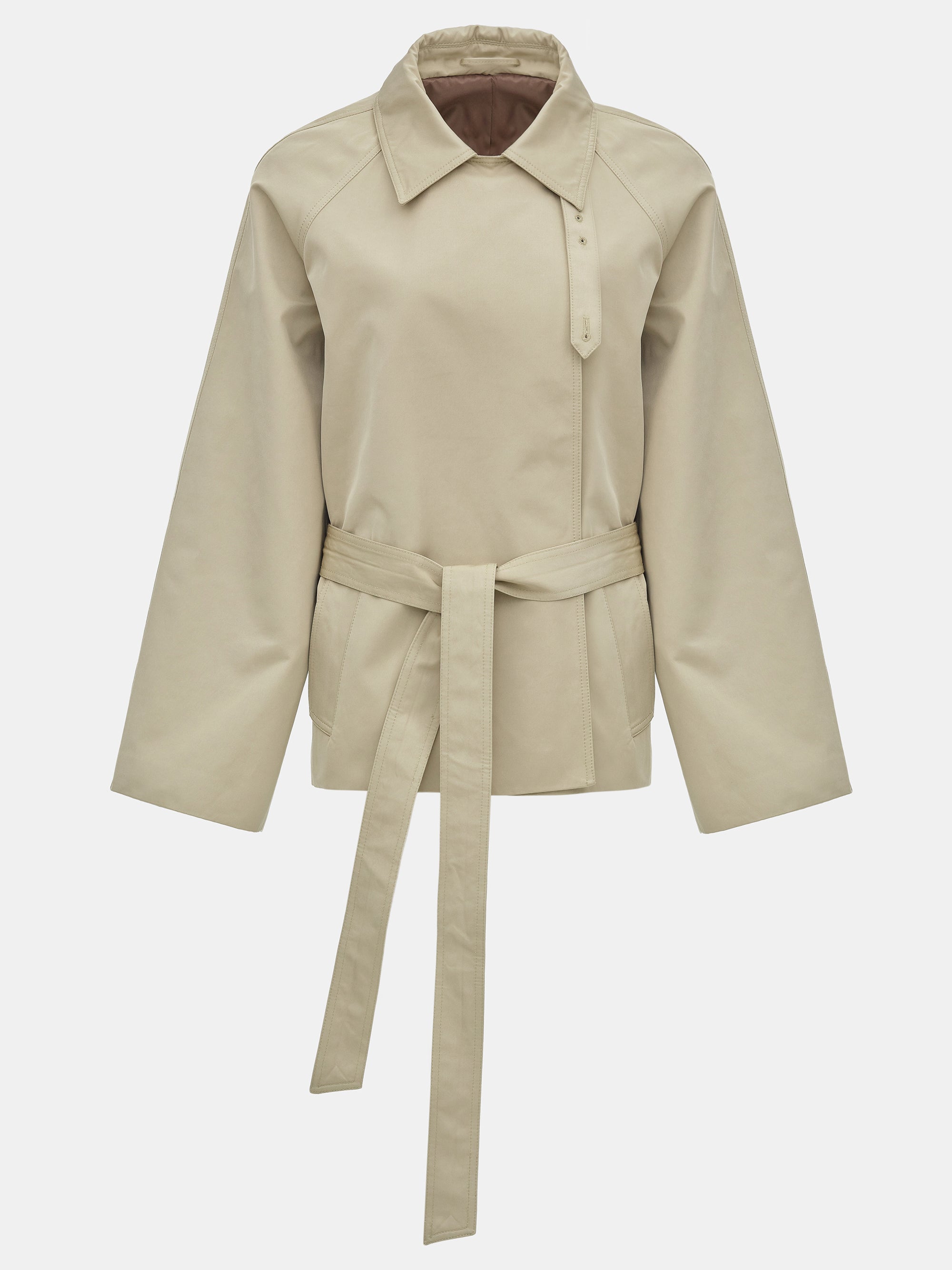 Scarf Short Trench Coat, Beige