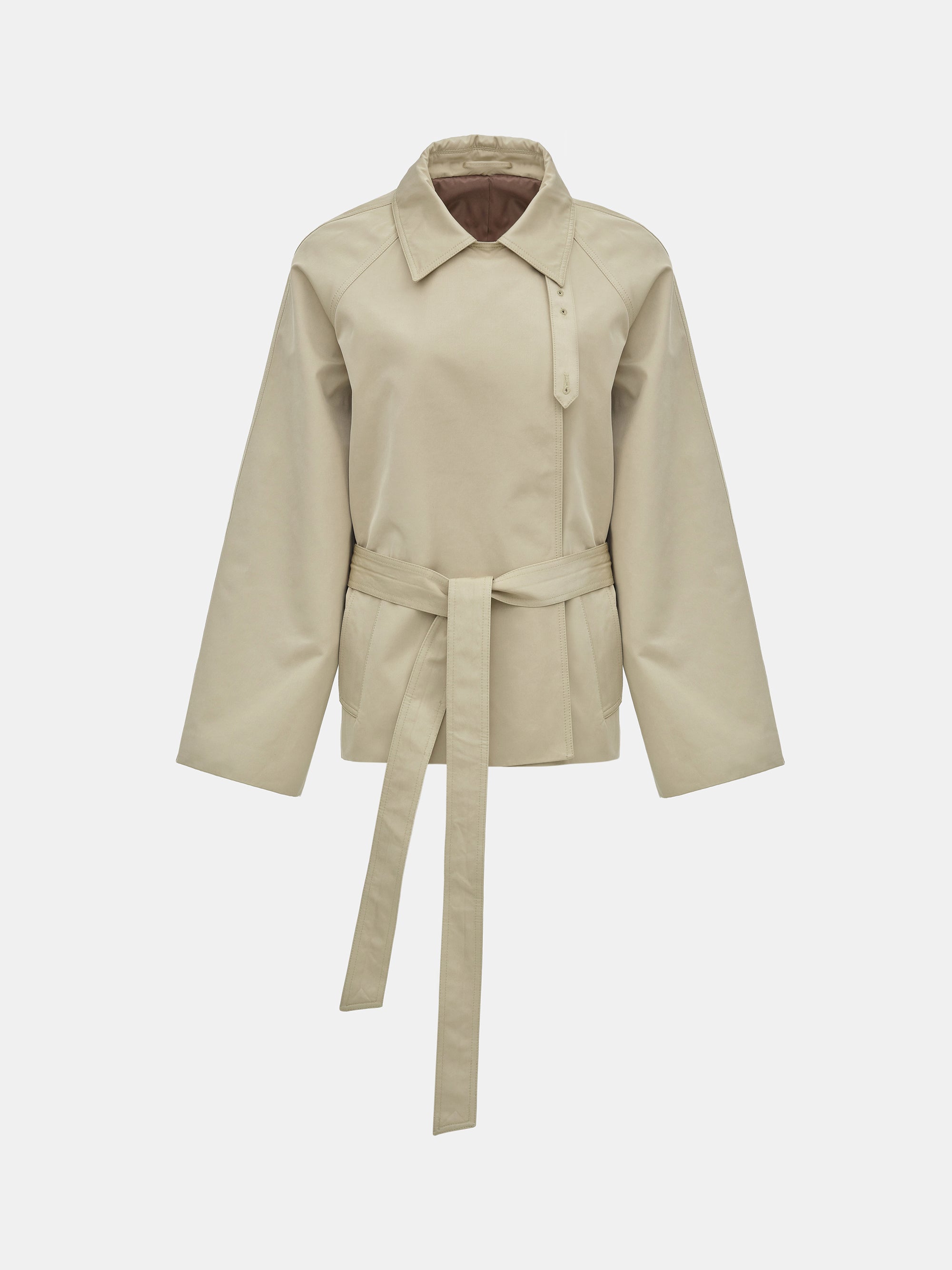 Scarf Short Trench Coat, Beige