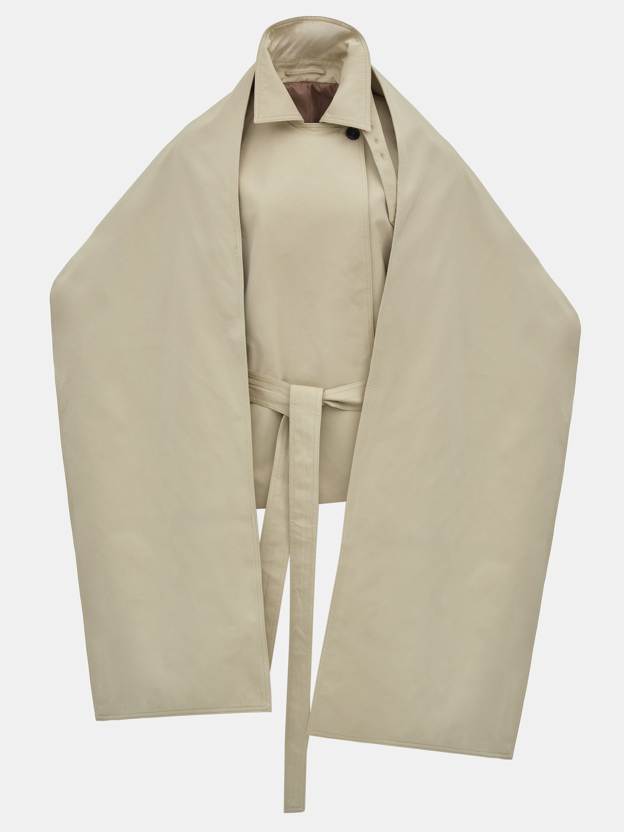 Scarf Short Trench Coat, Beige