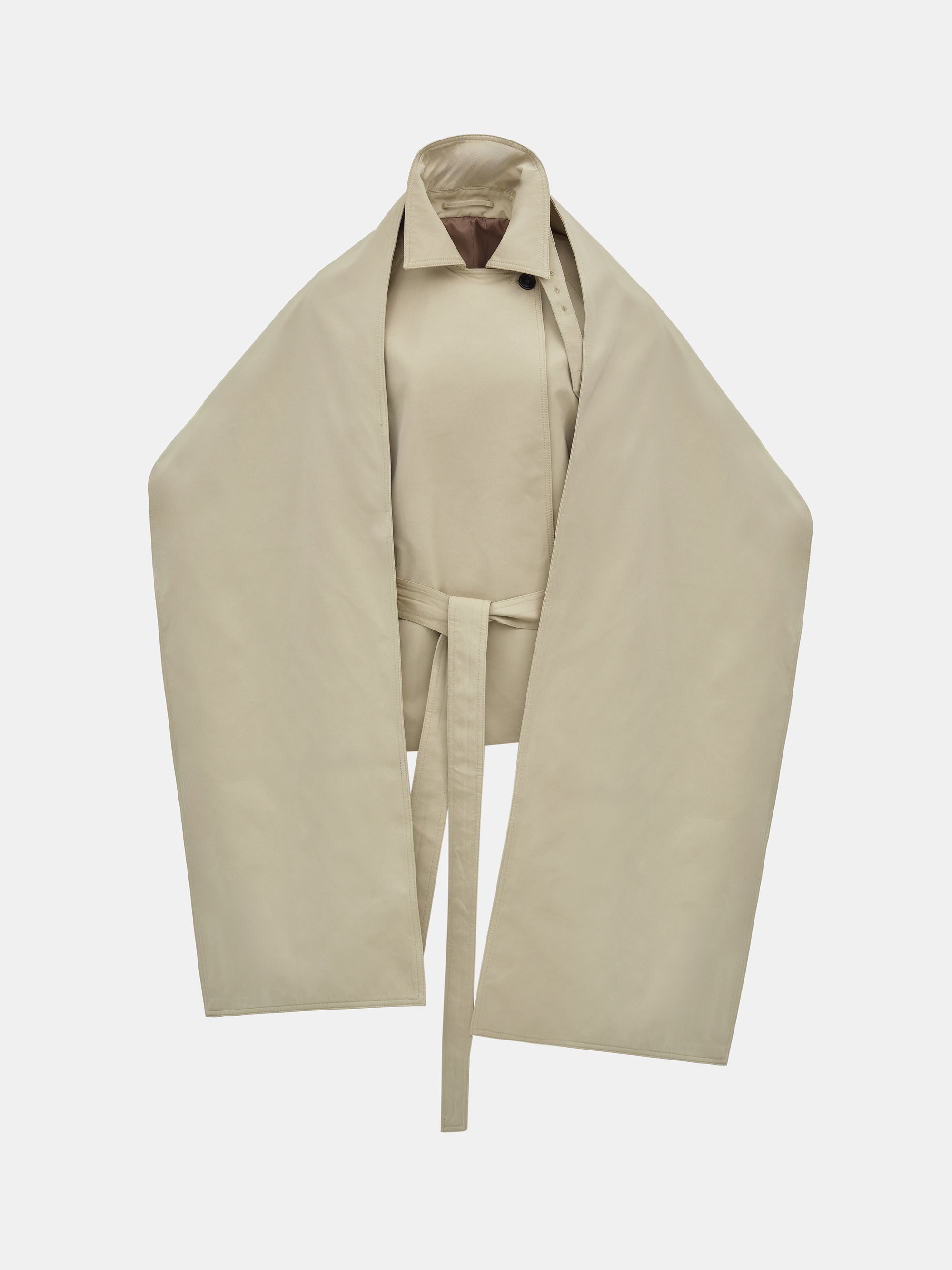 Scarf Short Trench Coat, Beige