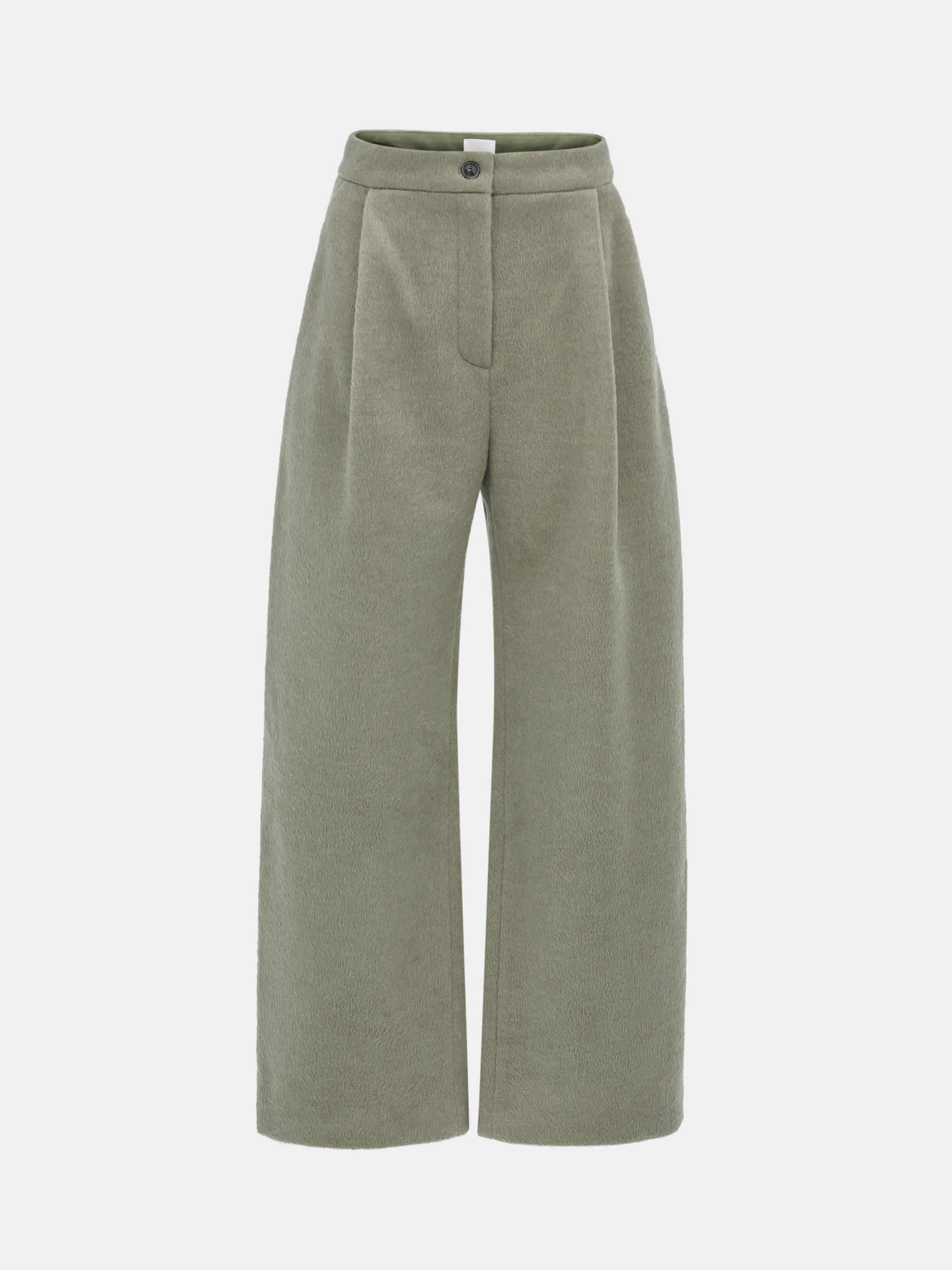 Brushed Wide Trousers, Beige