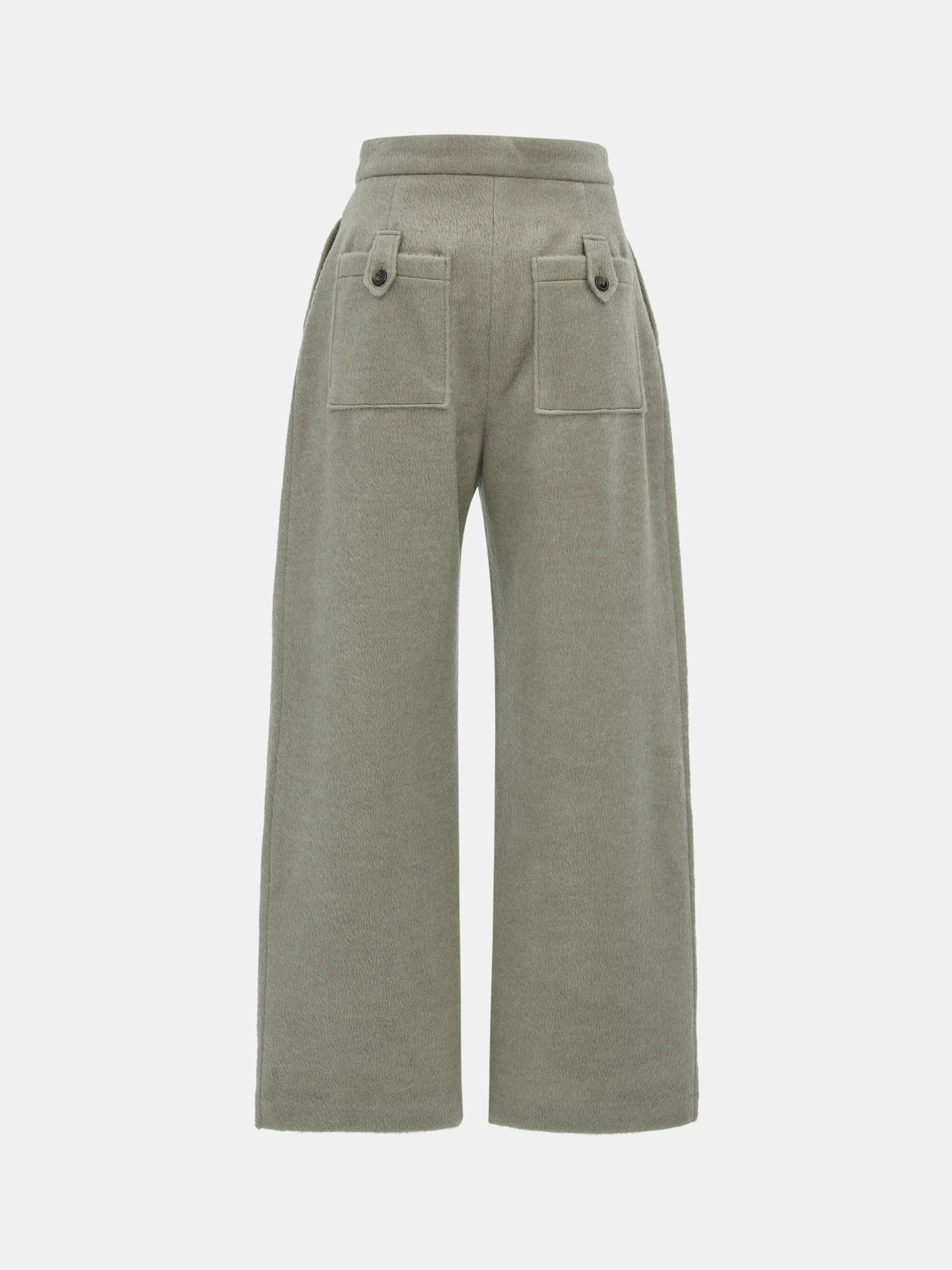 Brushed Wide Trousers, Beige