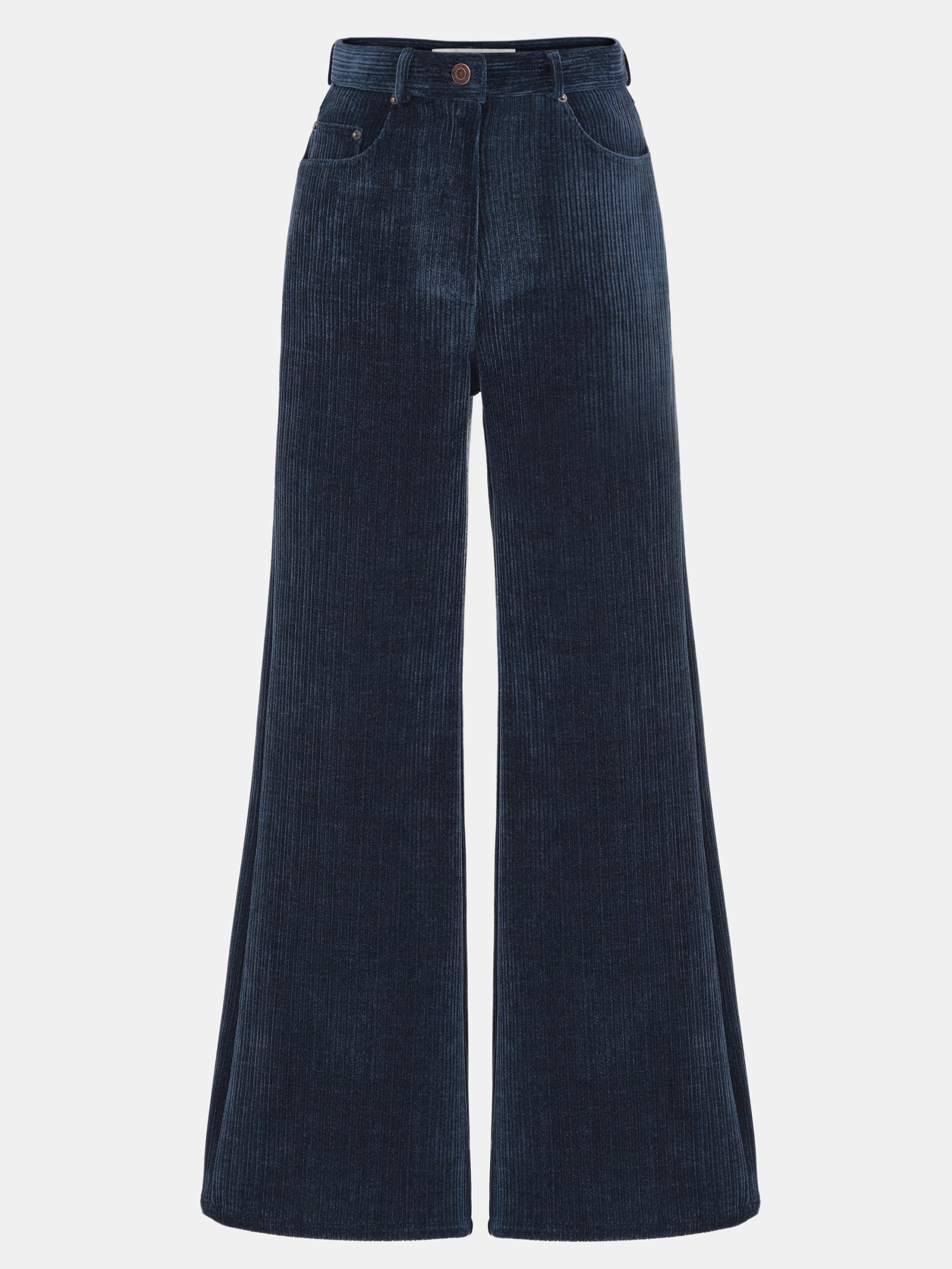 Flared Corduroy Velvet Pants, Navy