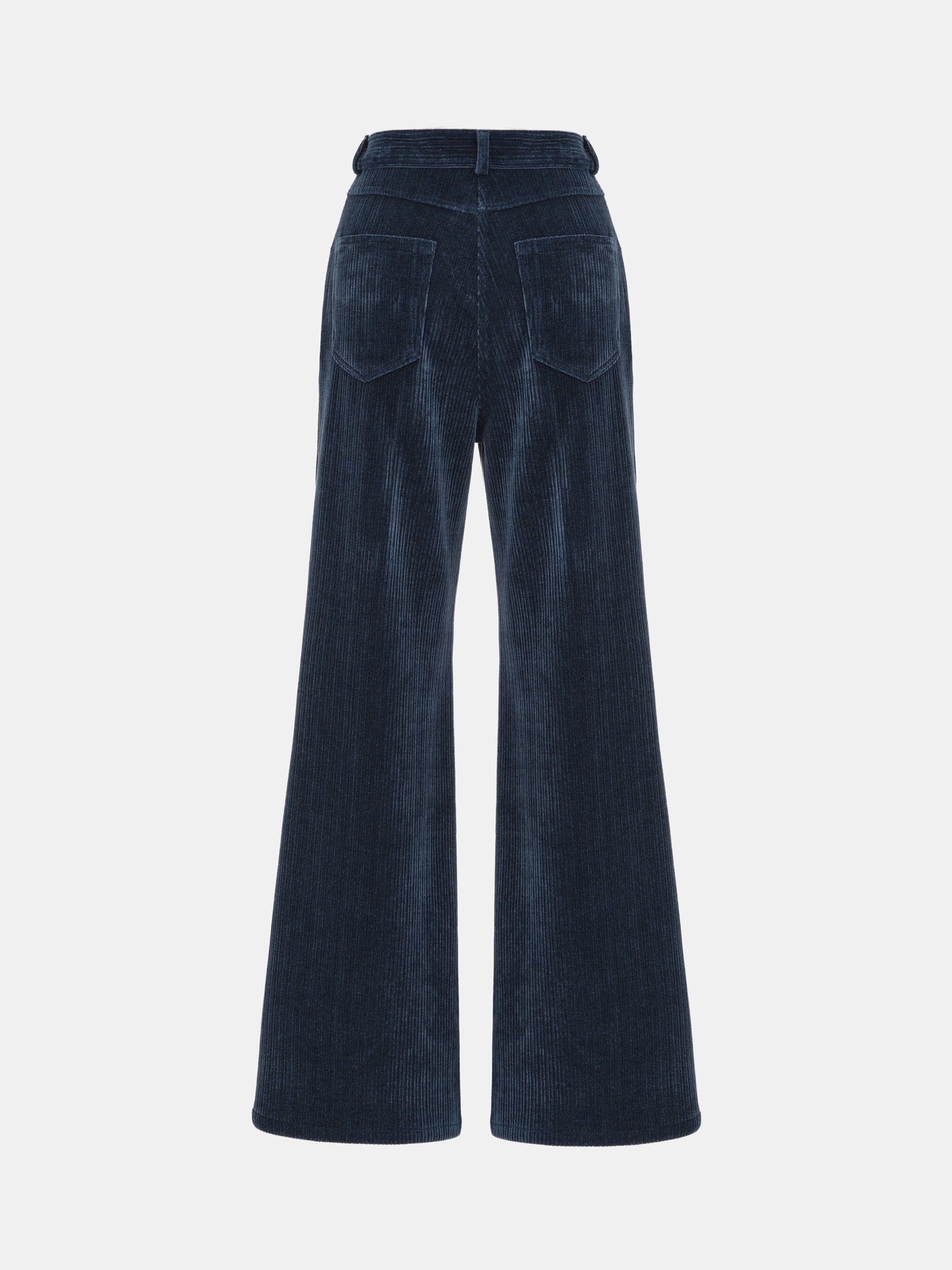 Flared Corduroy Velvet Pants, Navy
