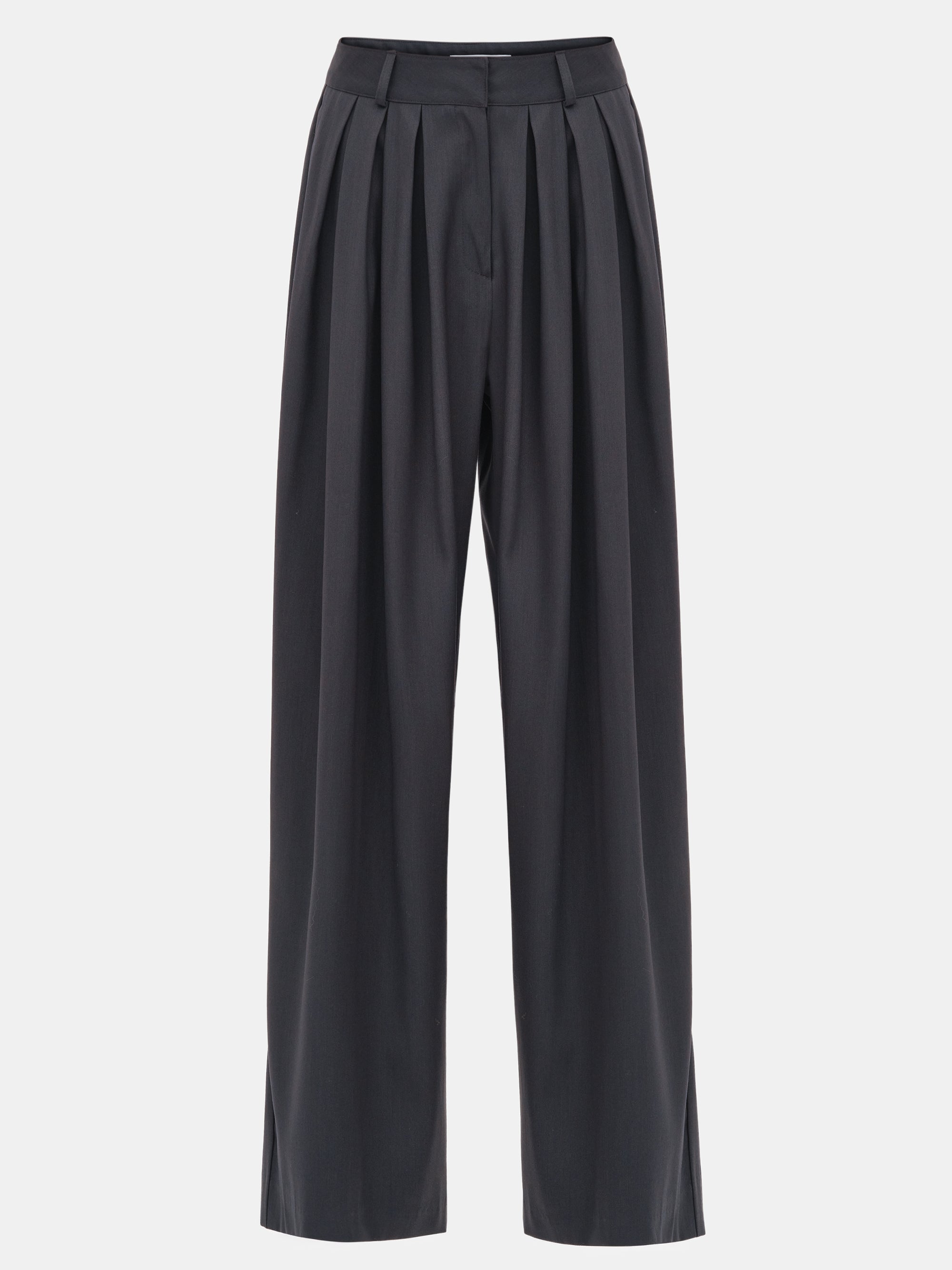 Wide Pleated Trousers, Charcoal