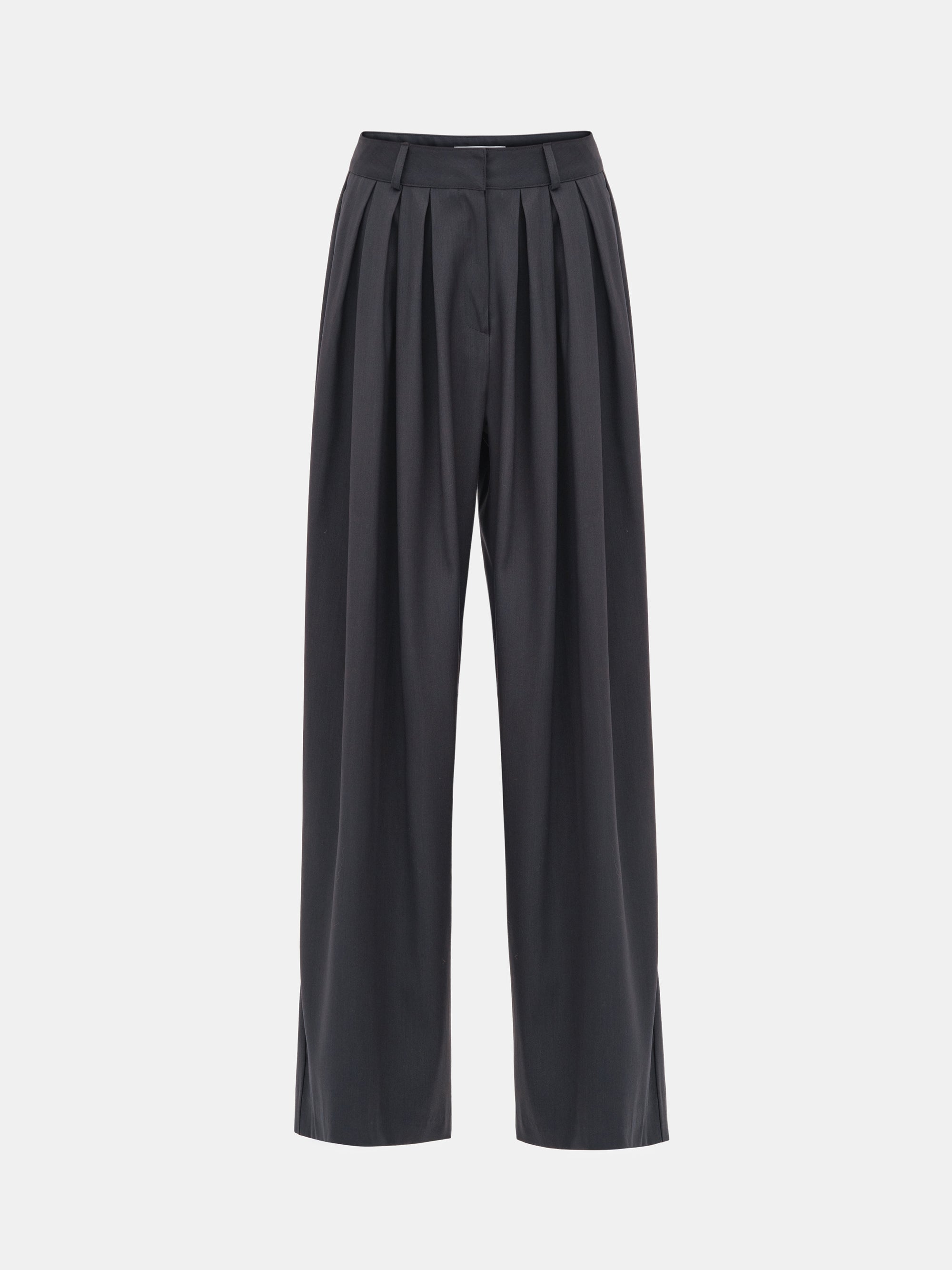 Wide Pleated Trousers, Charcoal