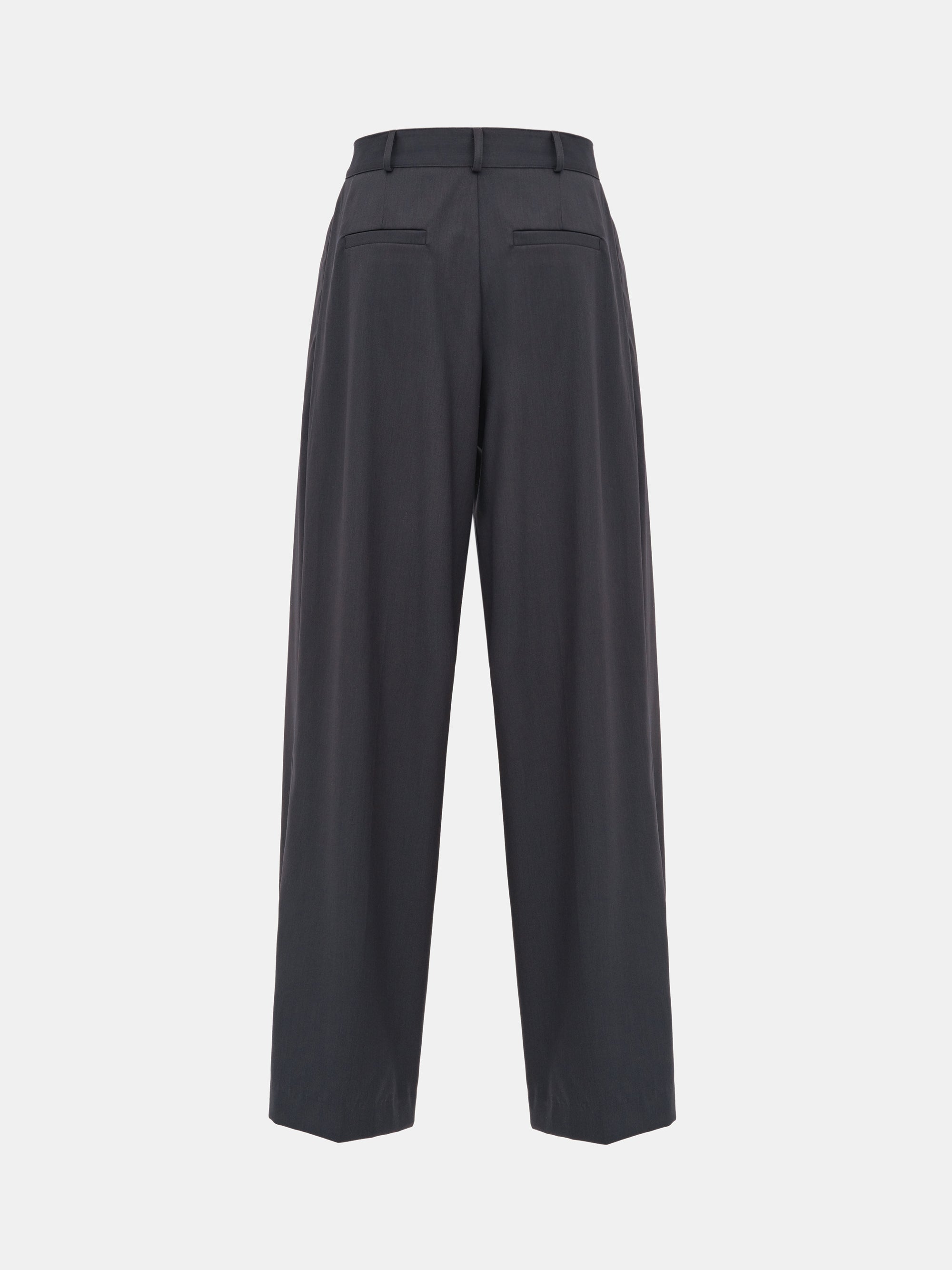 Wide Pleated Trousers, Charcoal