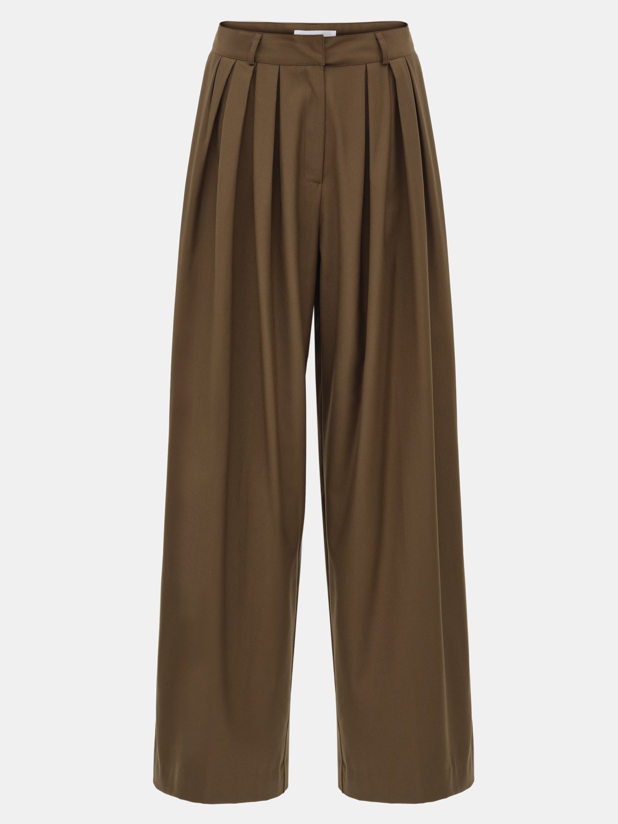 Wide Pleated Trousers, Brown