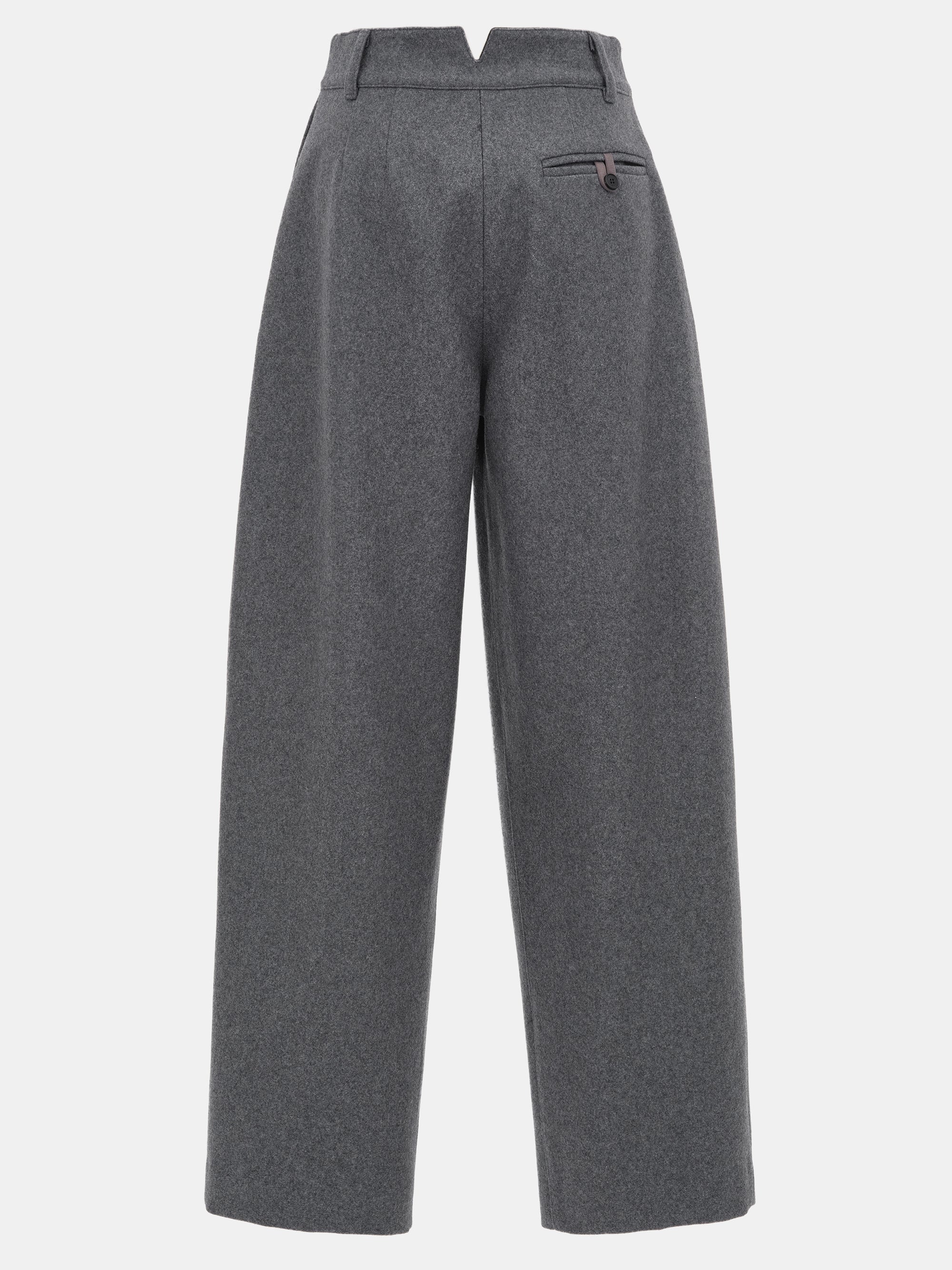 Curved Wool Felt Trousers, Charcoal
