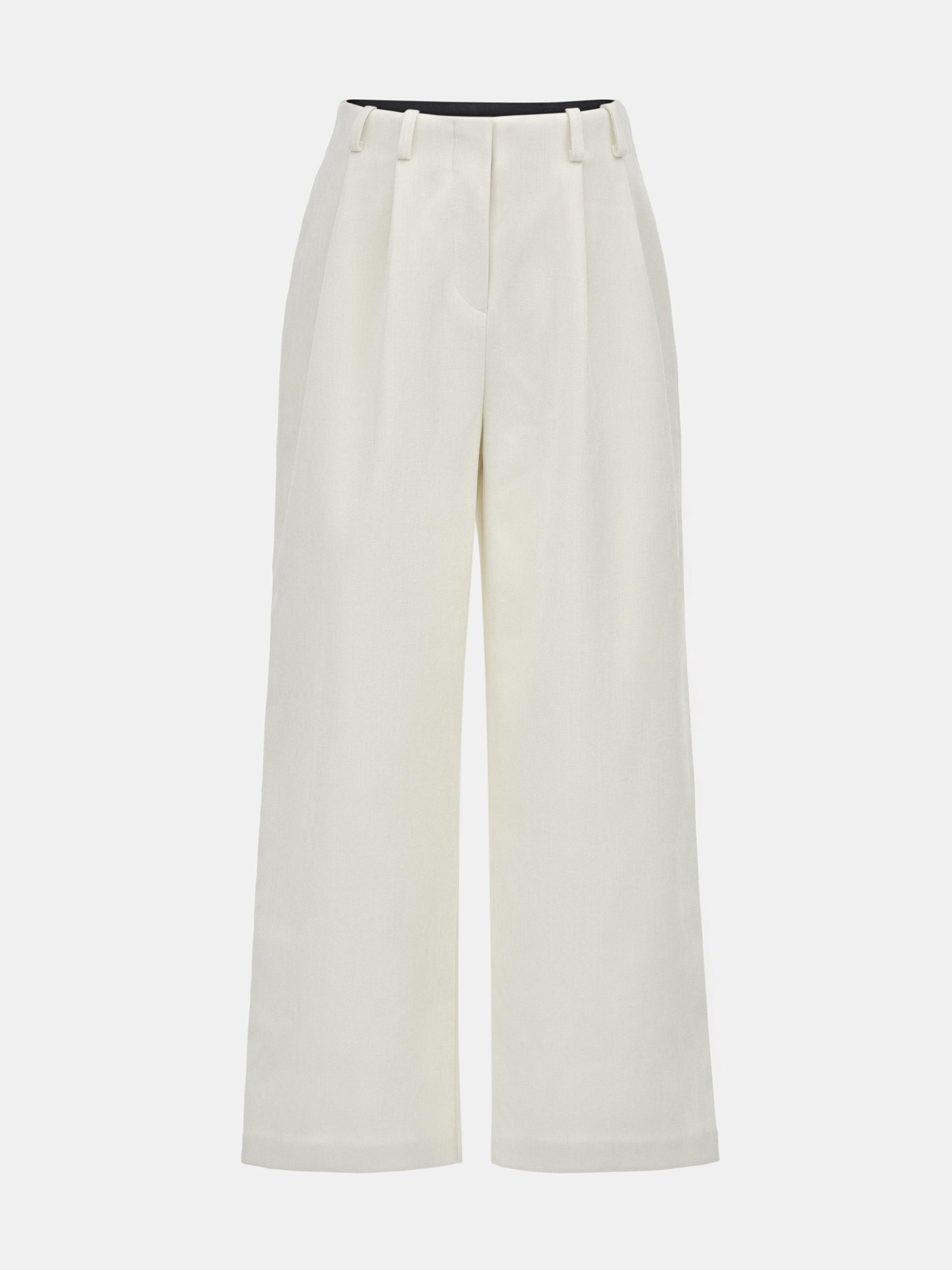 Elastic Waist Brushed Pants, Ivory