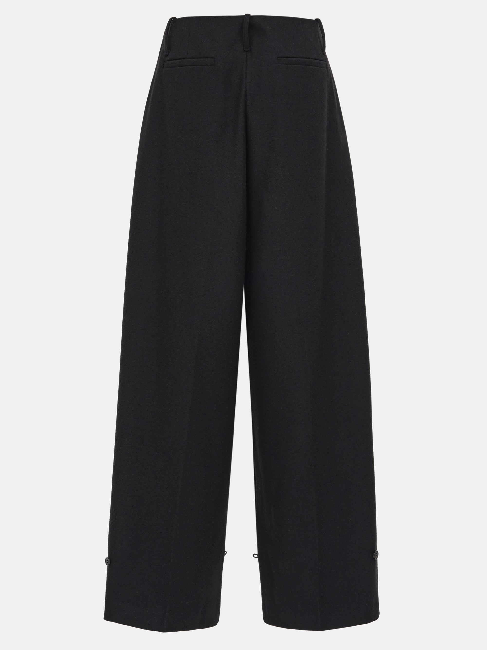 Button Tapered Trousers, Black