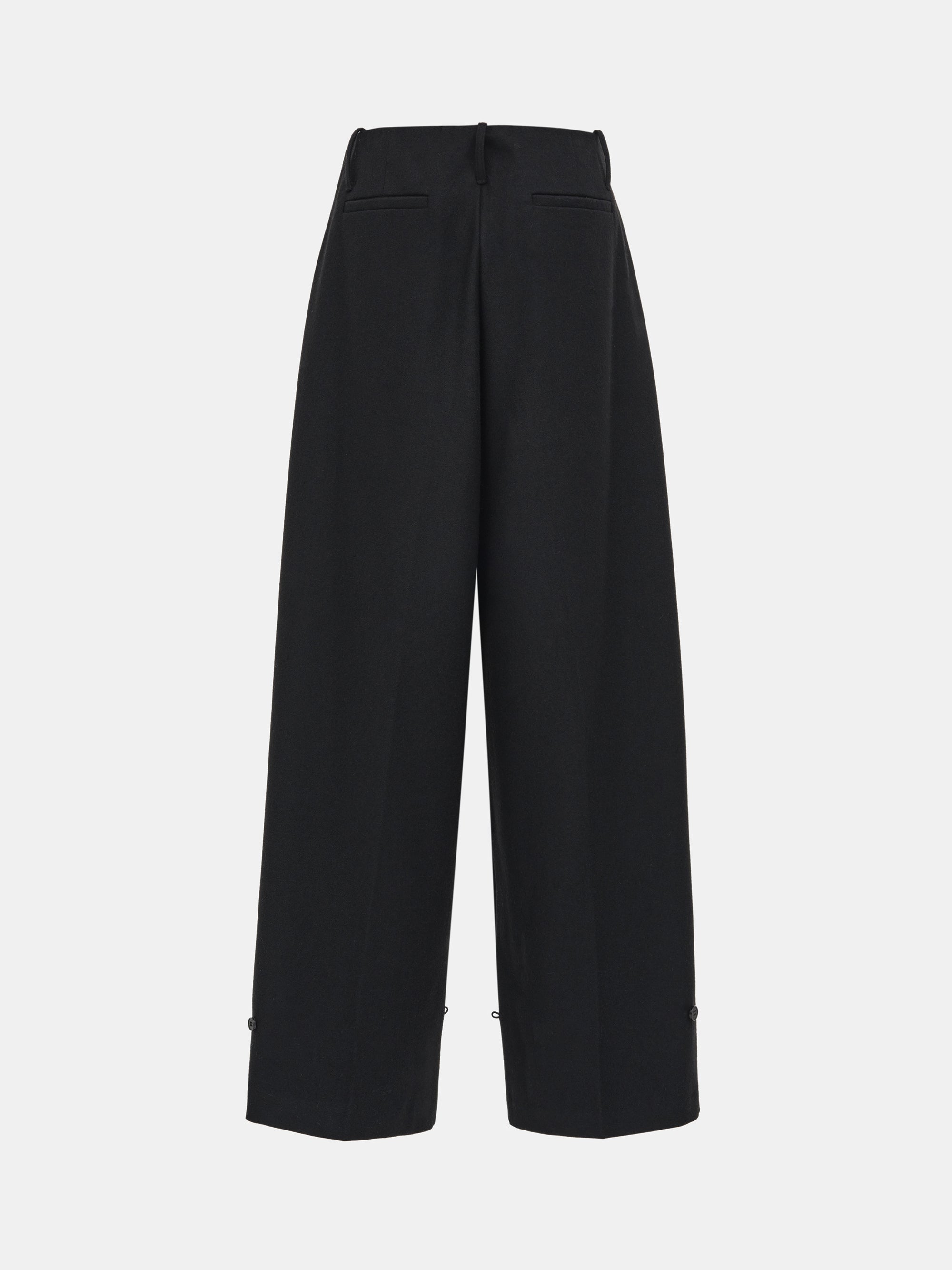 Button Tapered Trousers, Black