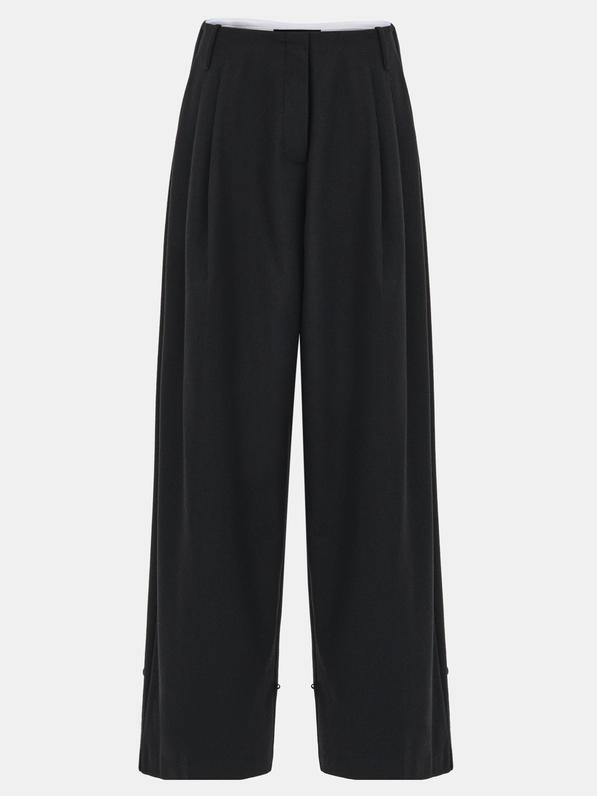 Button Tapered Trousers, Black